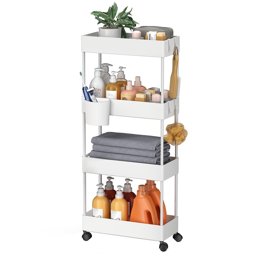 Tier Rolling Utility Cart, Movable Slim Storage Rack for Kitchen, Bathroom,5665
