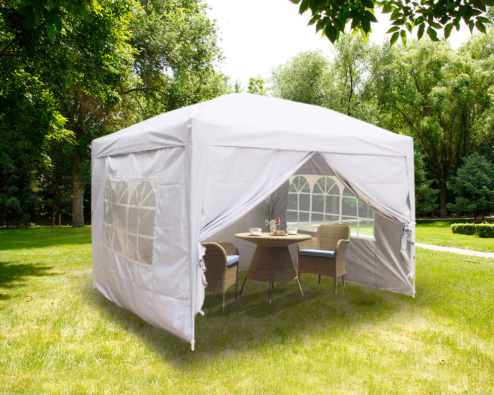 3x3m Garden Pop Up Gazebo Outdoor Party Marquee Tent with 4 Leg Weights White