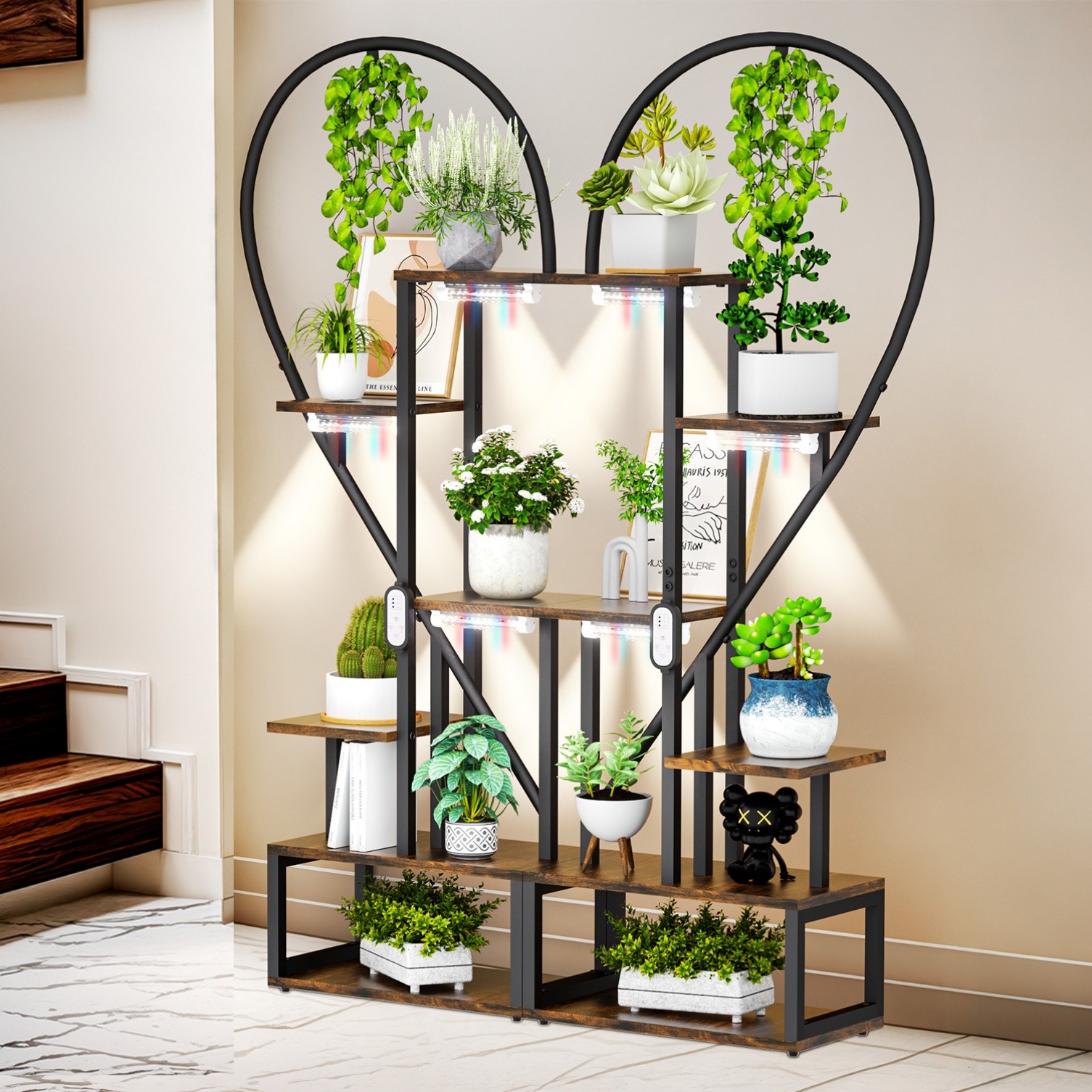 6-Tier Plant Stand with Red/Blue Wavelength Grow Light Shelf for Thriving Plants