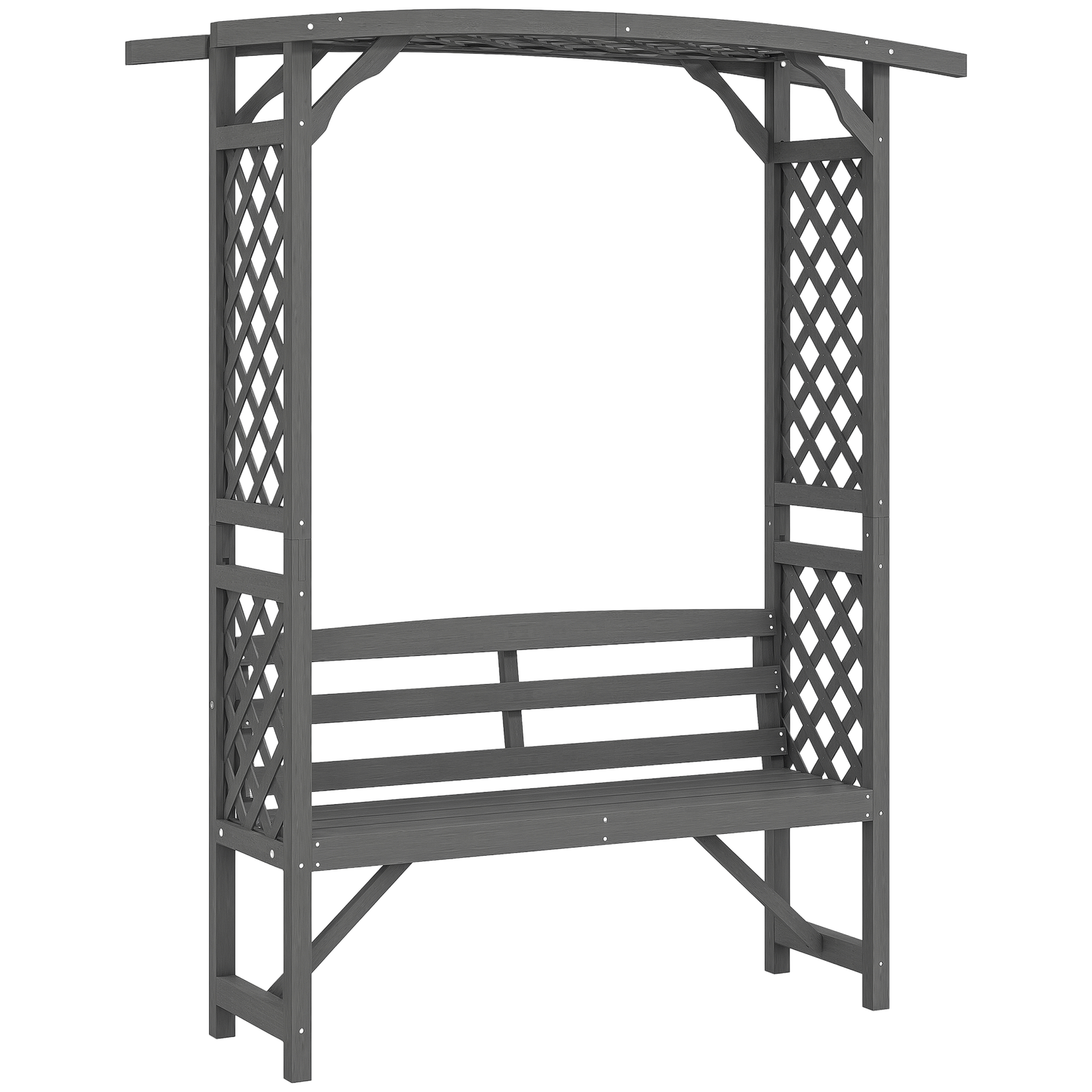 Outsunny Arch Pergola Garden Bench, Wooden Garden Arbour with Seat, Grey