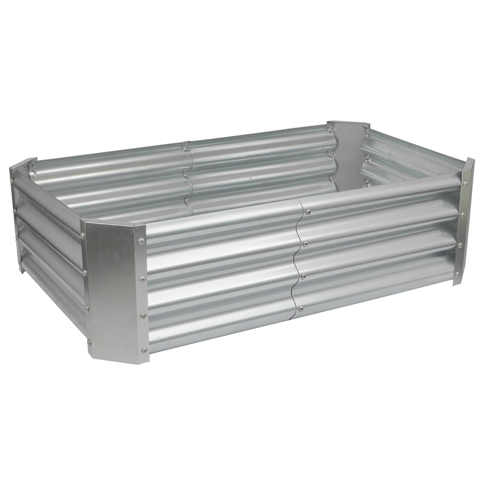 1x Silver 120cm x 60cm Rectangle Galvanised Steel Raised Garden Bed Planter Box