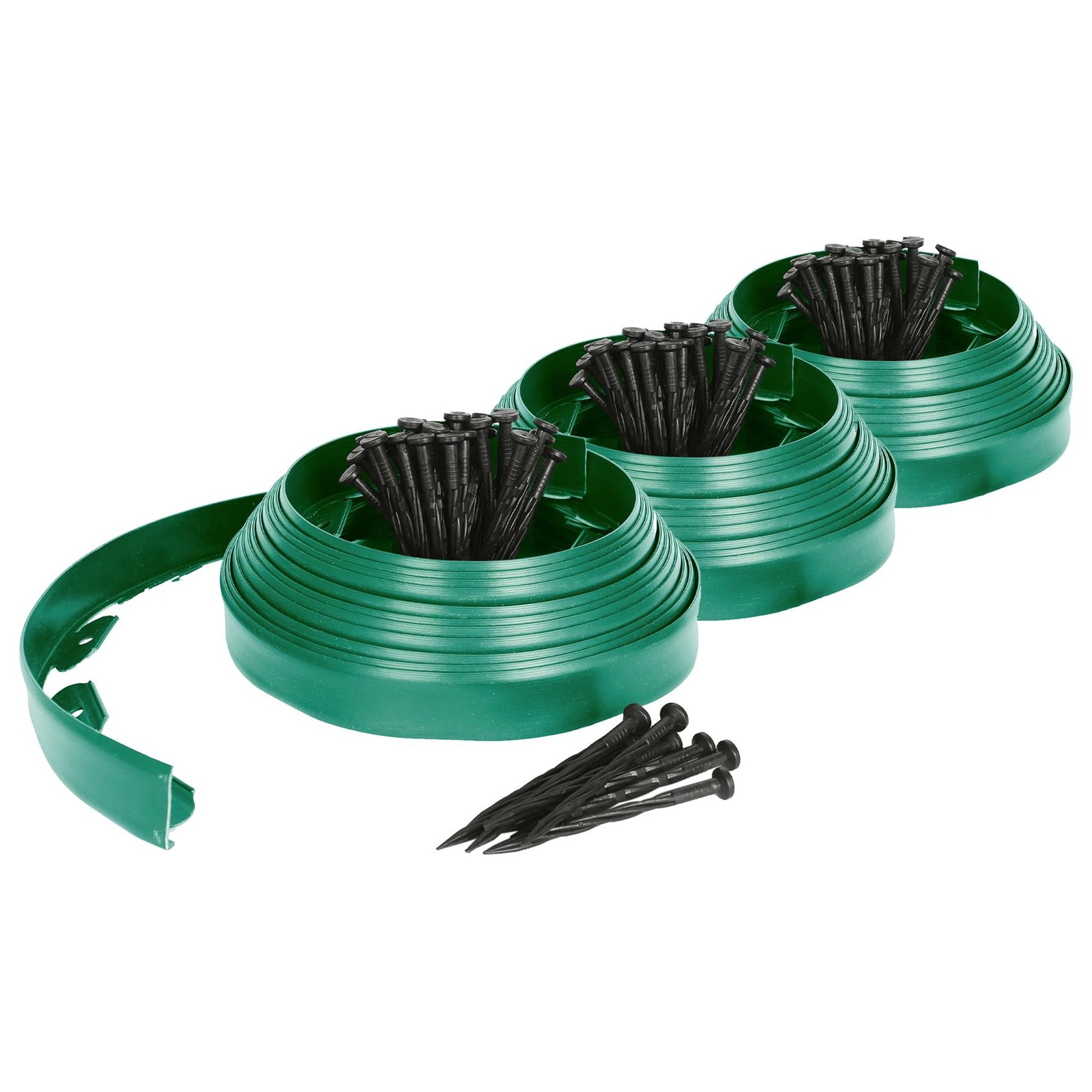 3x Flexible Plastic Lawn & Path Edging 30m x 4cm Green Garden Grass Edge Border