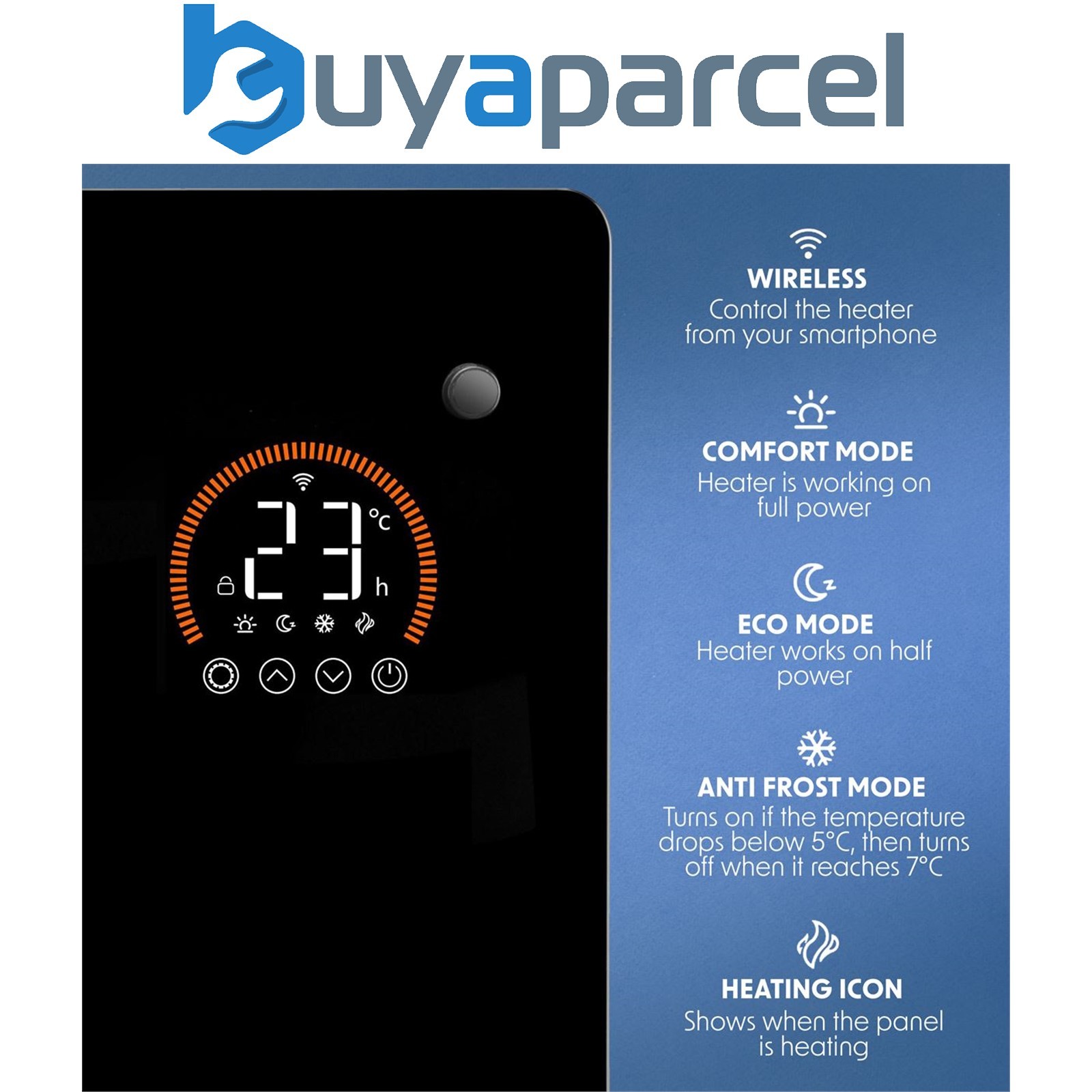 Sealey DH139 Baridi Electric Glass Panel Heater, 2000W, Thermostat Controlled Ra