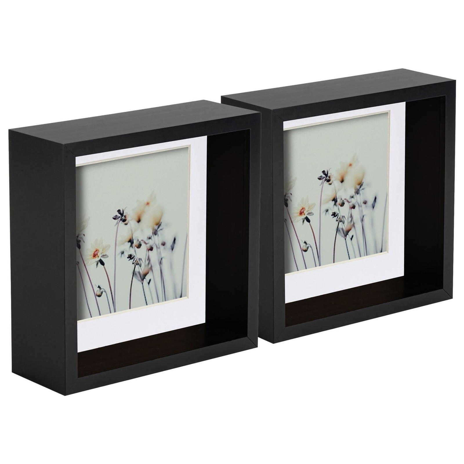 5x 3D Deep Box Photo Frames Display 6 x 6" with 4 x 4" Mount Black/White