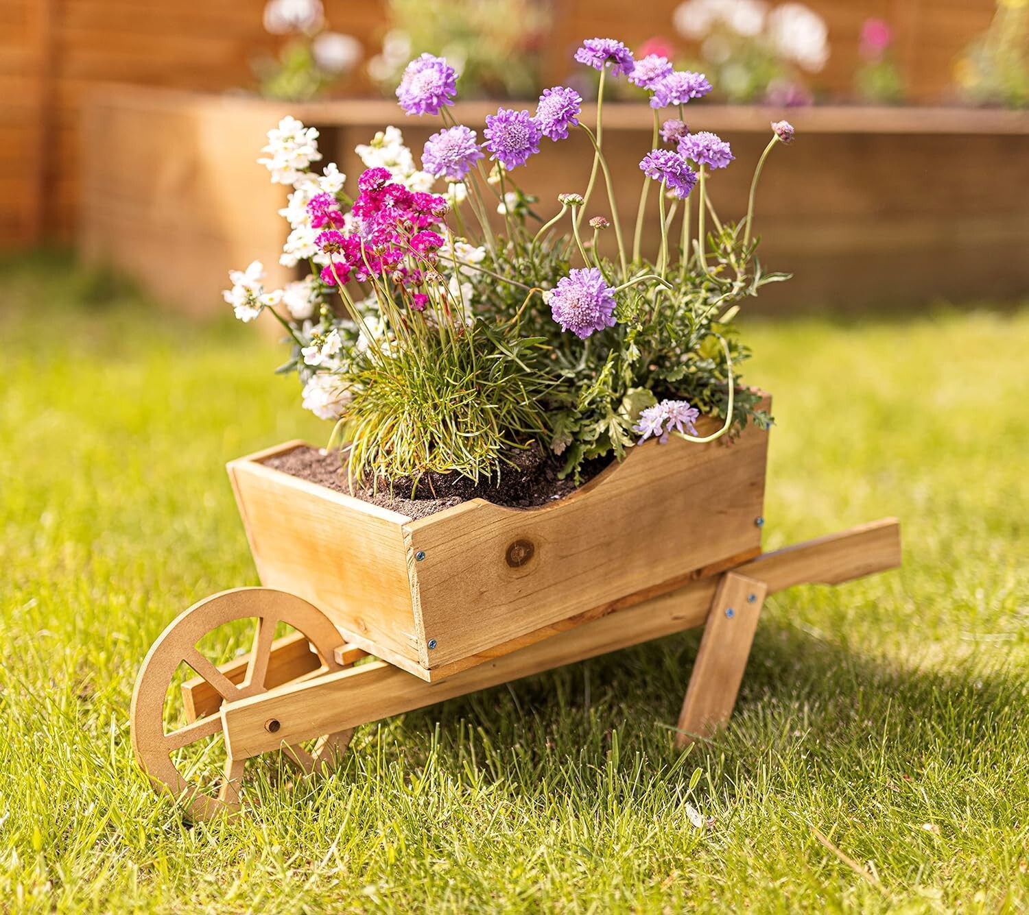 Wooden Garden Wheelbarrow Planter Flower Plant Pot Outdoor Decoration Large 63cm