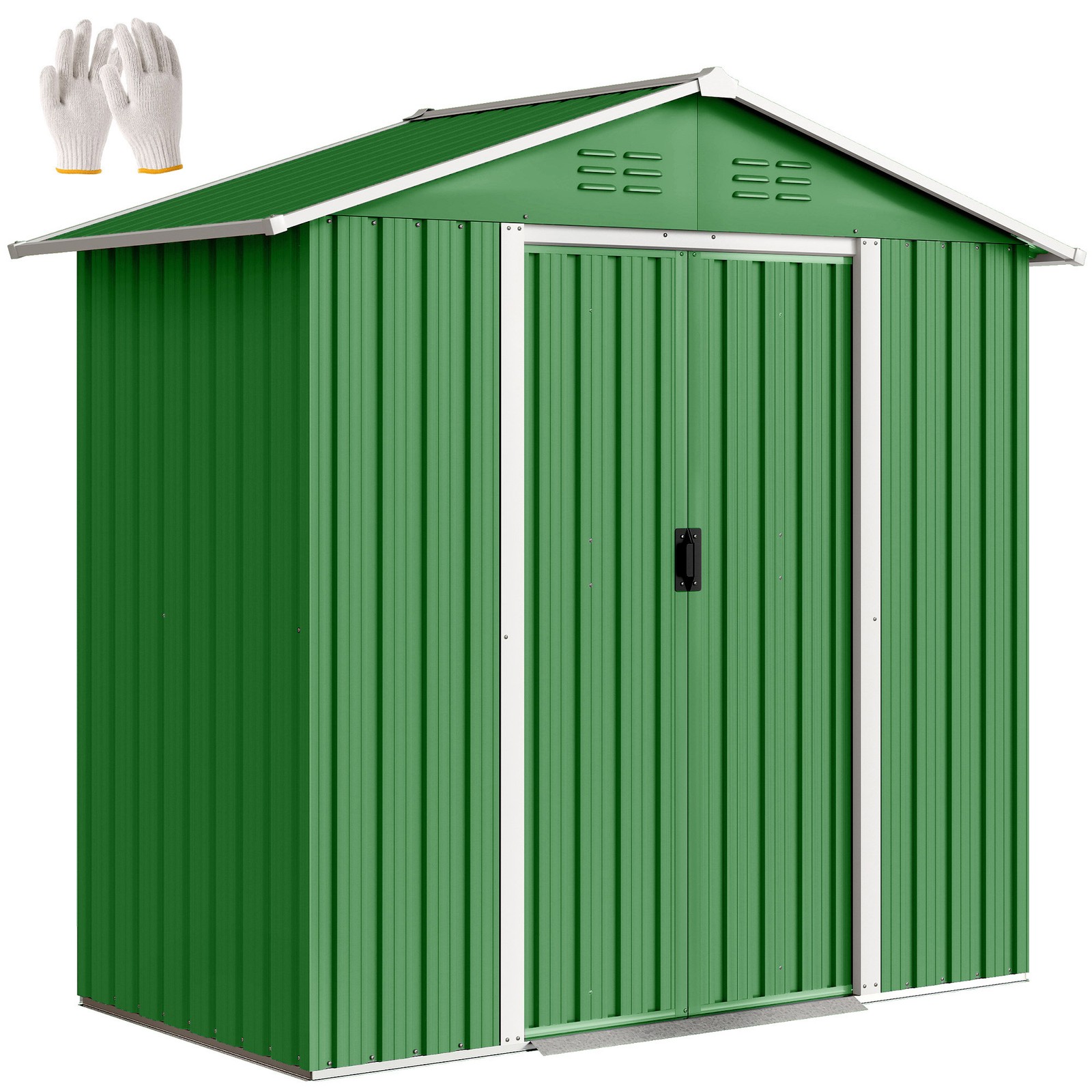 Outsunny 6.5x3.5ft Metal Garden Shed for Garden, Green