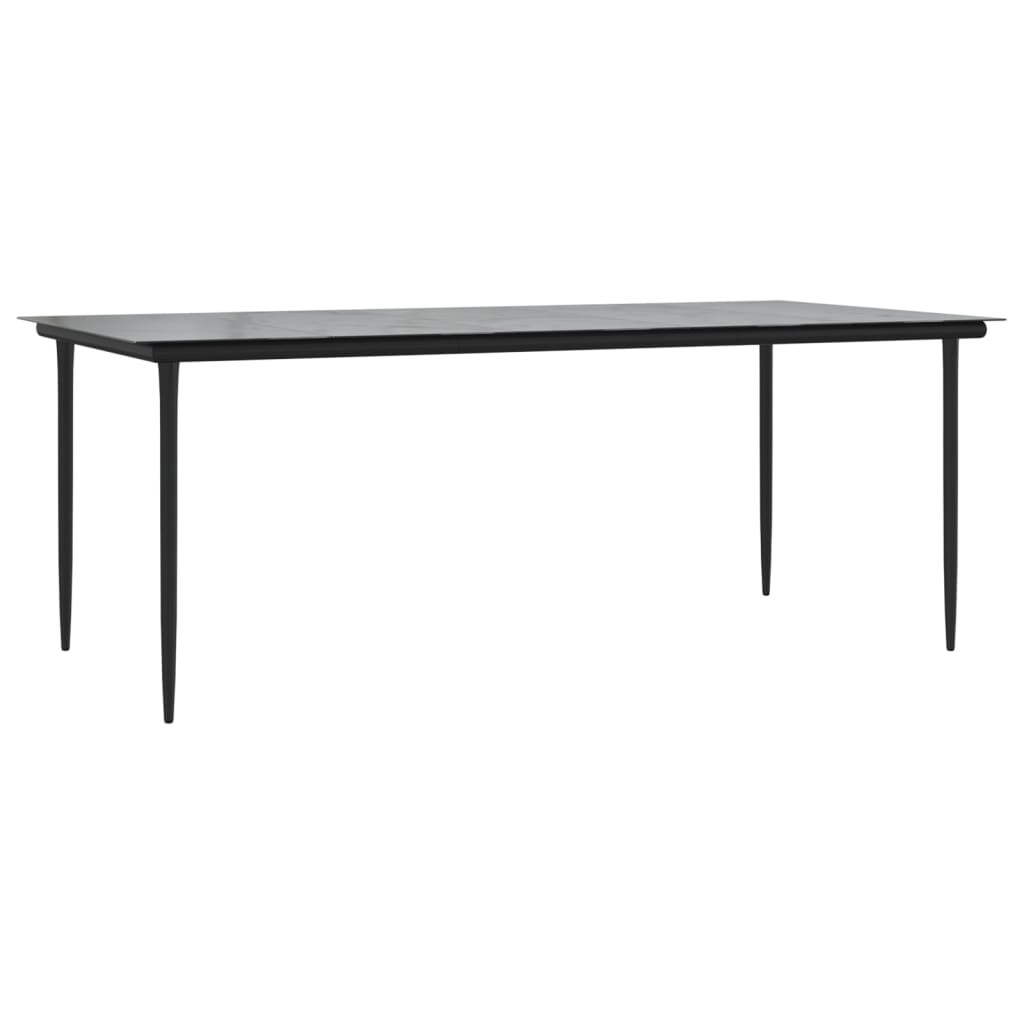 Garden Dining Table Black 200x100x74cm Steel and Tempered Glass vidaXL