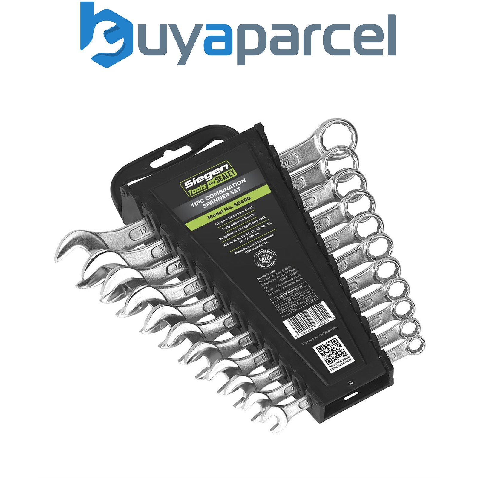 Sealey S0400 Siegen Combination Spanner Set 11pc