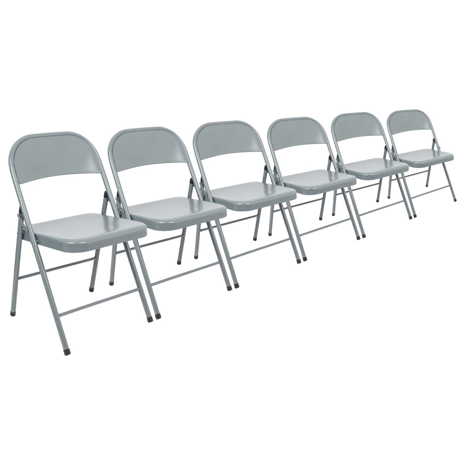 6x Matt Grey Metal Folding Chairs Space-Saving Foldable Office Dining Chair