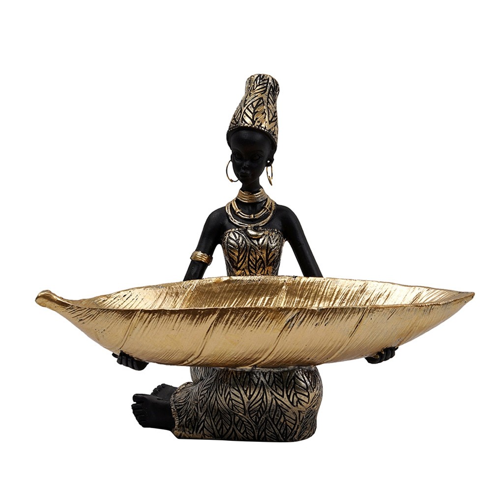 Black Woman Resin Tray - Luxury Home Decor for Living Room Candy Holder2618