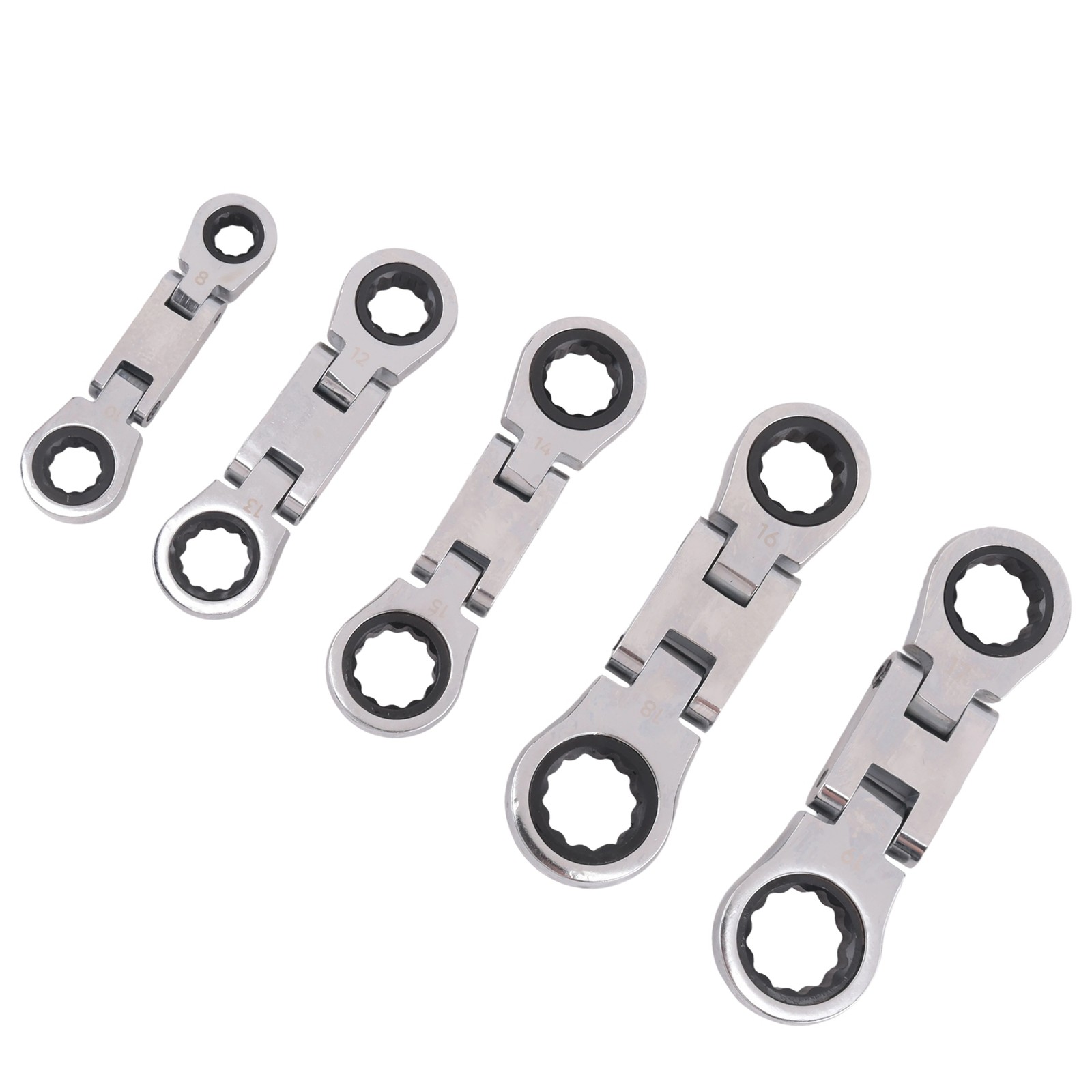 5-Piece Flex-Head Stubby Ratcheting Combination Wrench Set, Wrench Set, 4690