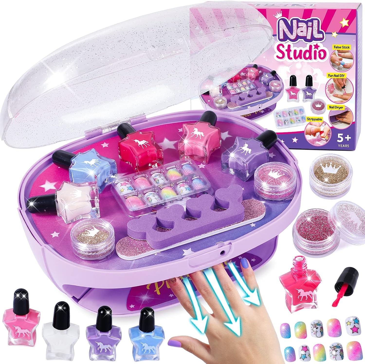Tacobear Nail Art Kit for Kids Girls Toys Gifts 5 6 7 8 9 10 11 Years with Peel