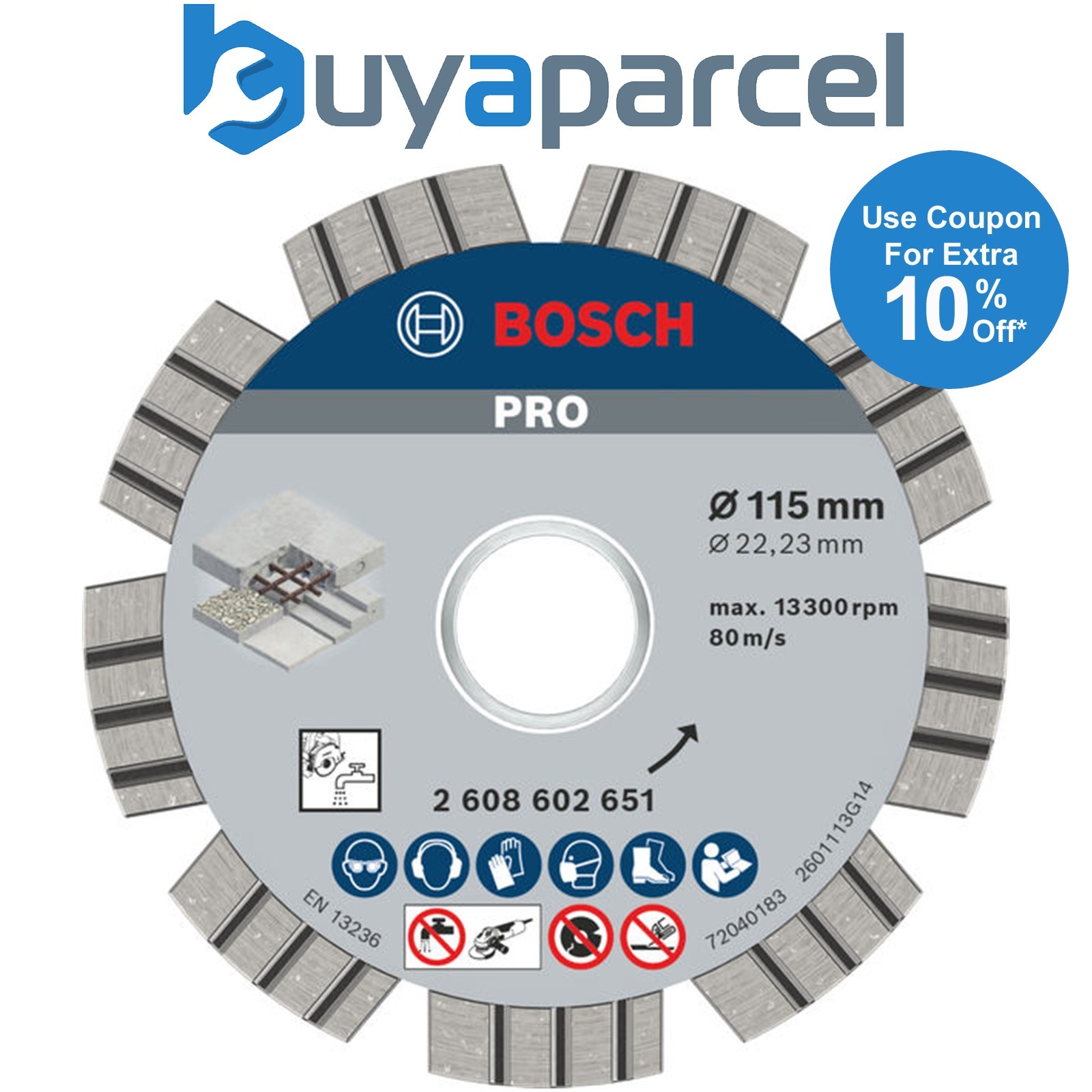 Bosch Diamond cutting discs PRO Concrete Diamond Disc 115 x 22.23 mm 2608602651