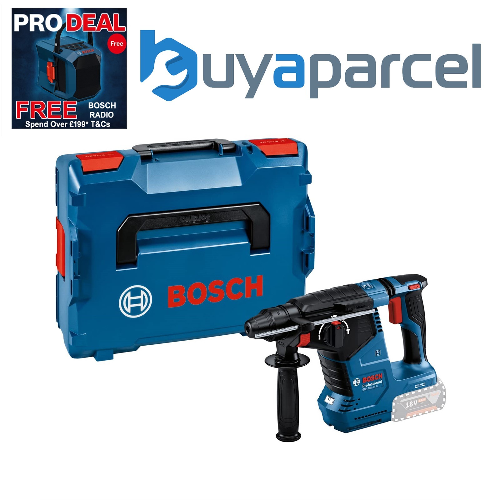 Bosch GBH 18V-24 C 18V Cordless Rotary Hammer SDS Plus GBH18V-24C + LBOXX SDS+