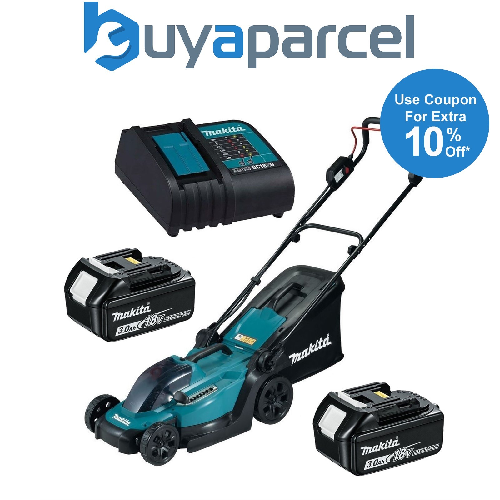 Makita DLM330RFE 18v LXT Cordless Lithium Battery Lawn Mower 33cm +2x3ah Battery