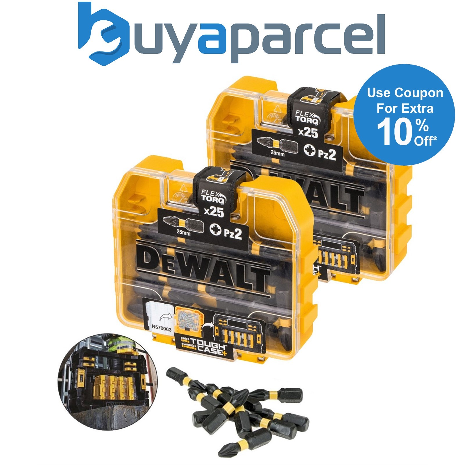 2X Dewalt 25 Piece Impact Extreme PH2 Phillips Screwdriver Bit Set FLEXTORQ Case