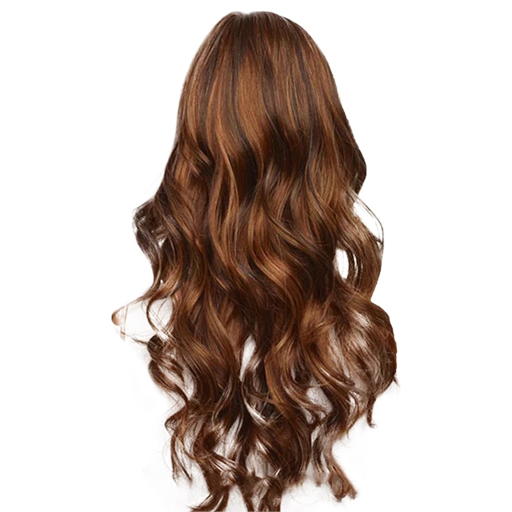 3X(European and American Wig Center-Parted Long Curly Hair Intranet Wavy3705