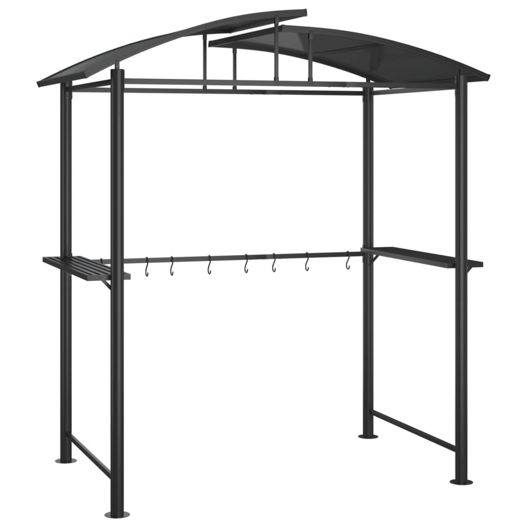 BBQ Gazebo with Side Shelves Anthracite 210x114x230cm Steel Shelter vidaXL