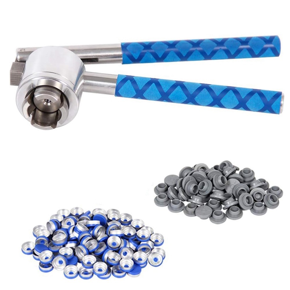 20mm Vial Crimper, 100 Pcs Flip Caps and 100 Pcs Rubber Stoppers are5295