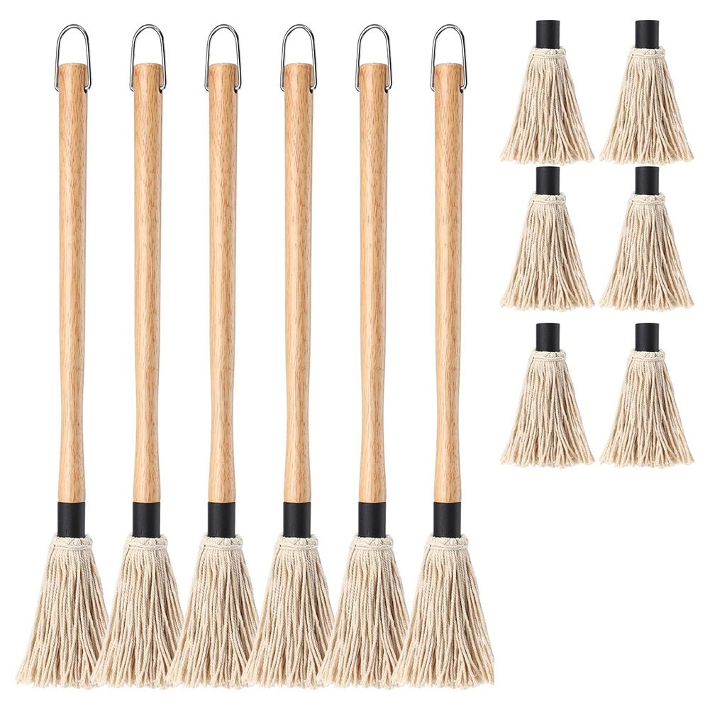 6Pcs 18Inch Grill Basting Mop with 6 Extra Replacement Heads BBQ Sauce8836