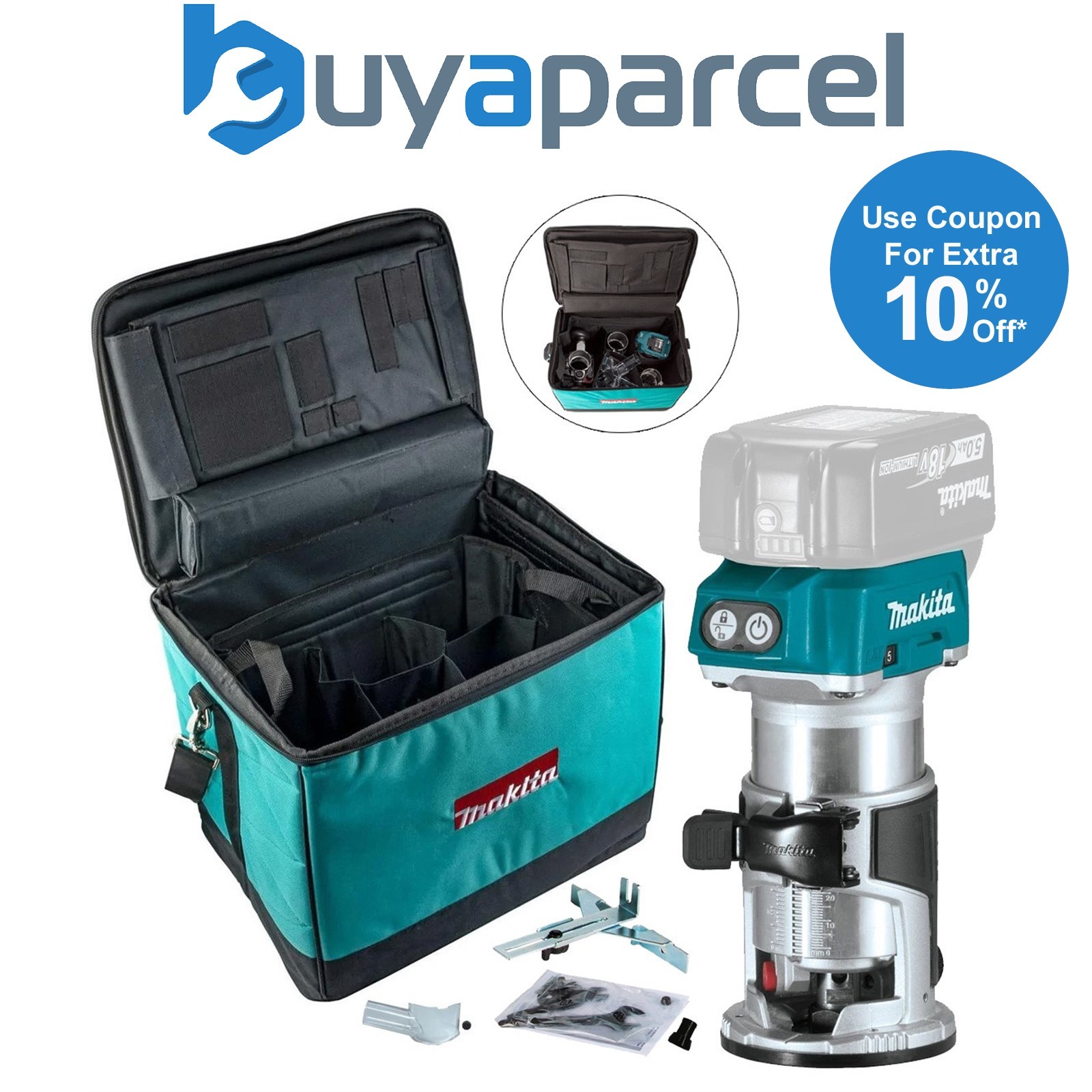 Makita DRT50Z 18V LXT Cordless Brushless Laminate Router Trimmer DRT50 +Cube Bag