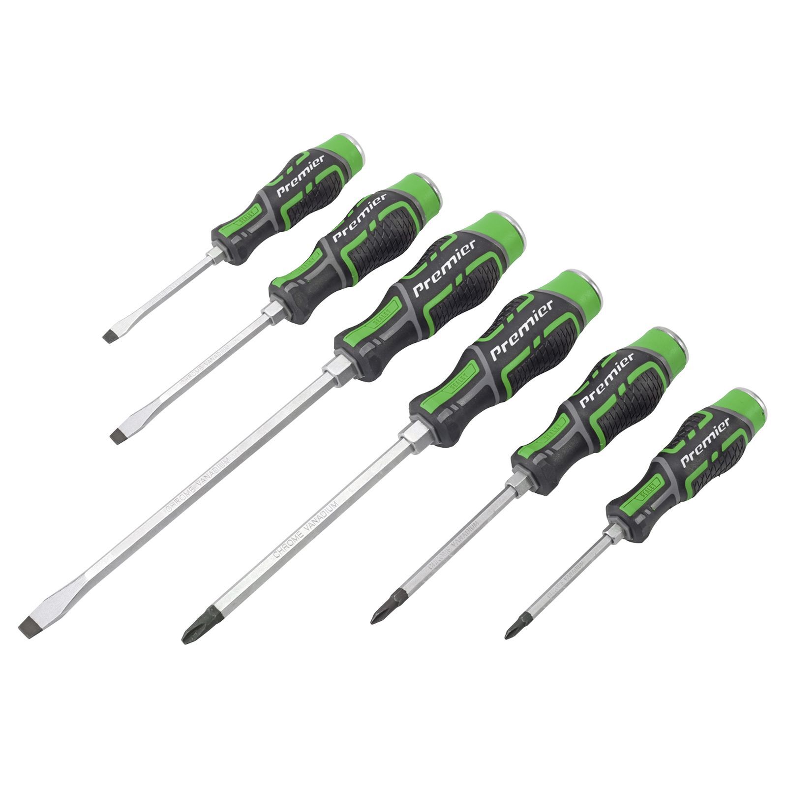 Sealey Hammer-Thru Screwdriver Set Hi-Vis Green 6pc - AK4940HV