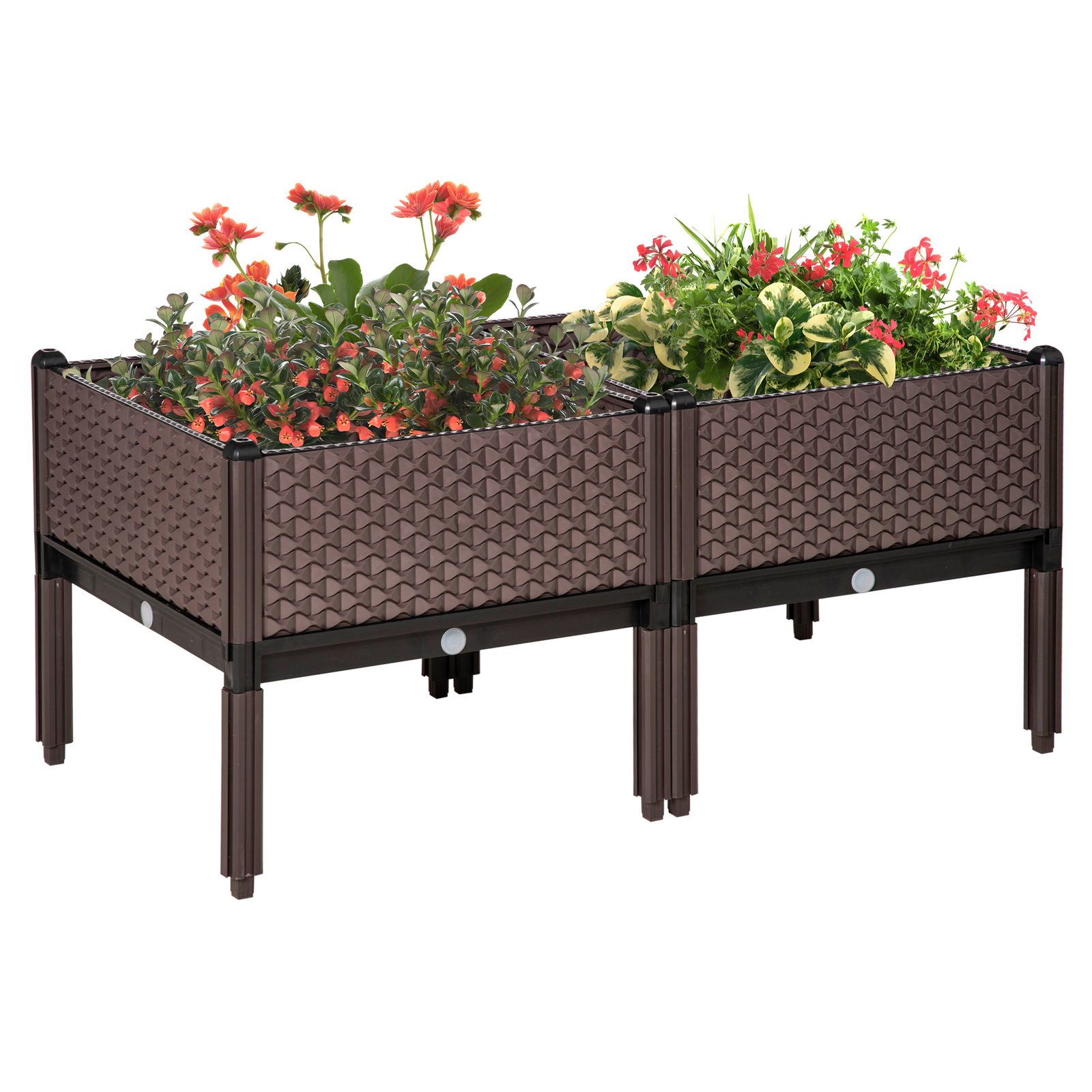 Outsunny 2Pcs Raised Garden Bed Elevated Planter Box for Flower Vegetables