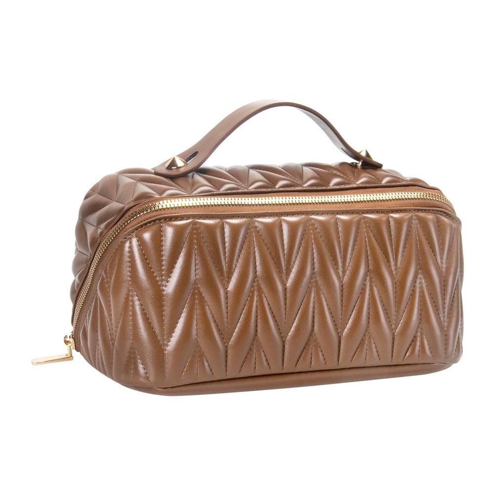 2X(Leather Travel Makeup Bag Capacity Toiletry Bag Organizer for Women7117