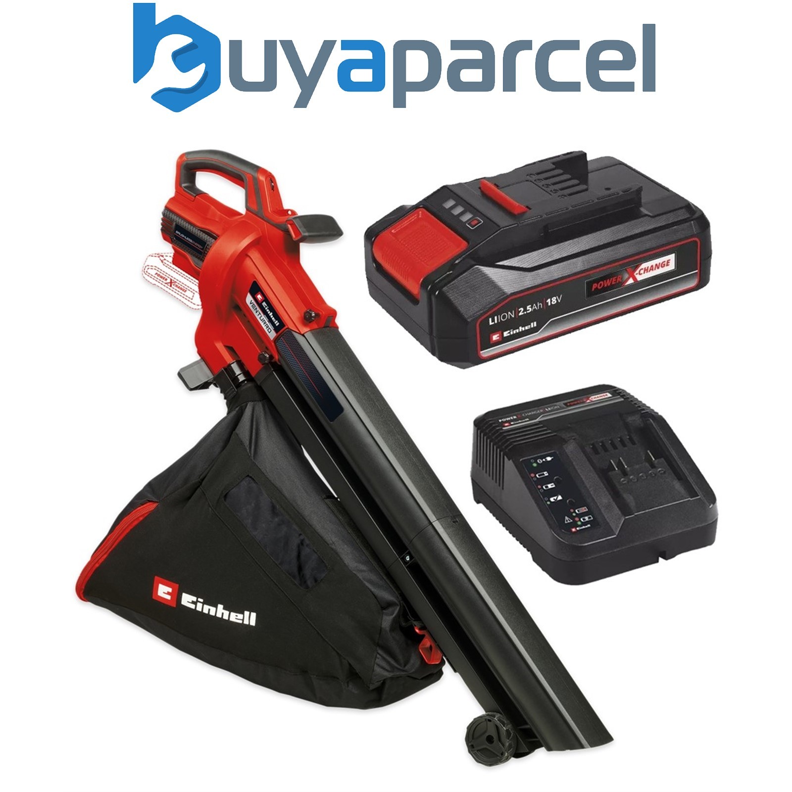 Einhell 3433625 18V Brushless VSpeed Blower Vacuum Leaf Bag + 2.5AH Battery Kit