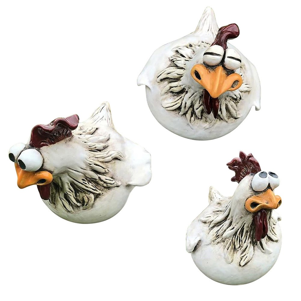 Chicken Sitting on Fence Decor Garden Statues for Fences Rooster Statues6323