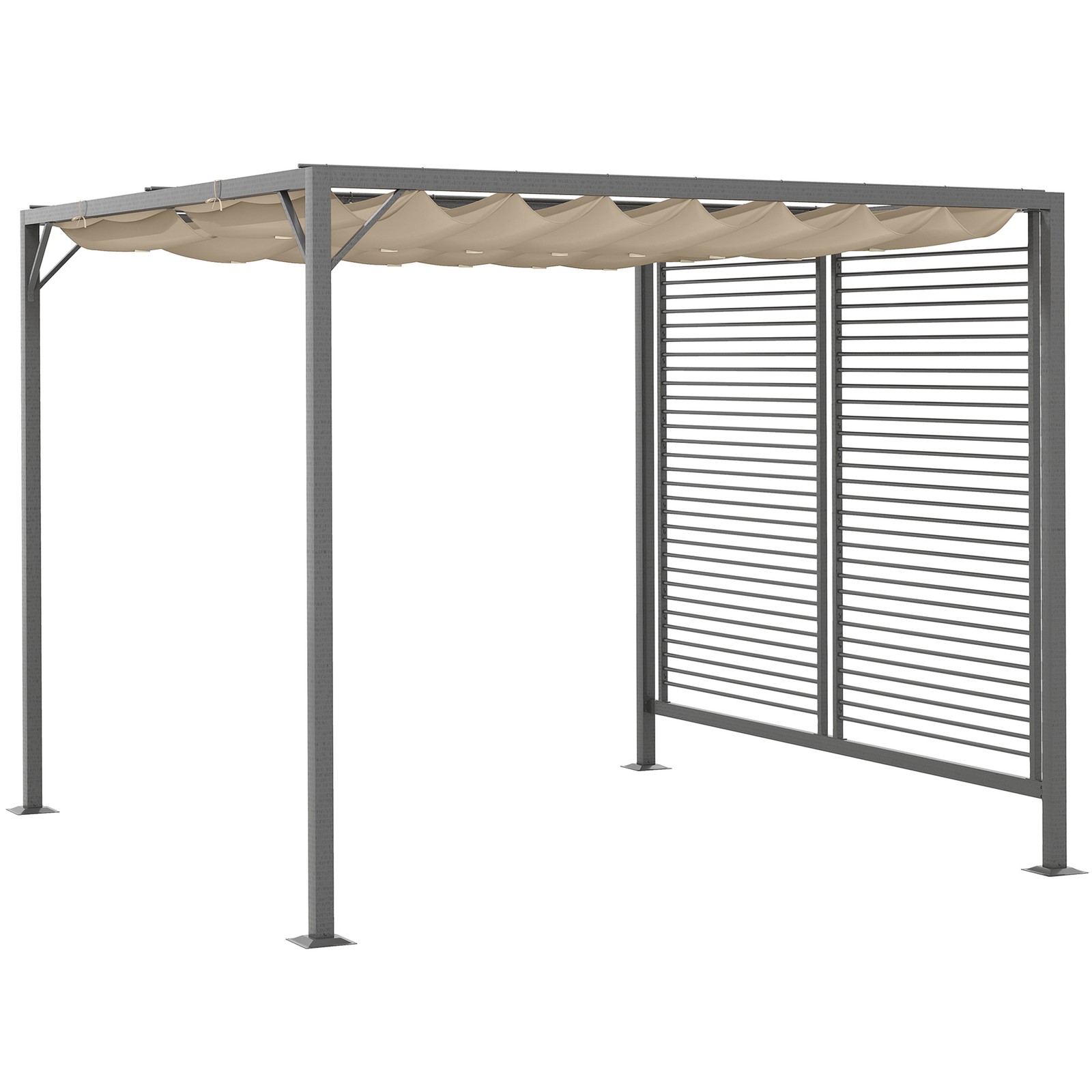 Outsunny Metal Pergola Patio Sun Shelter Grape Tent Retractable Canopy UV Cut
