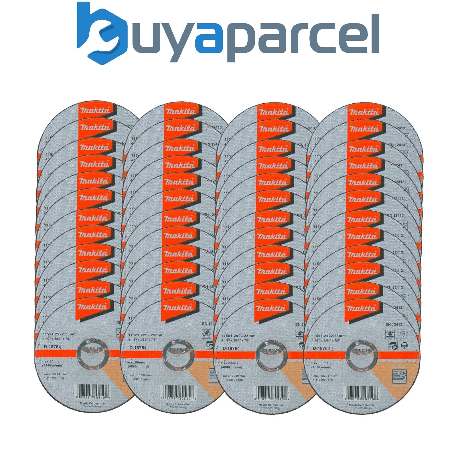 48x Makita D-18764 Fast Cutting Extra Thin Metal Grinder Disc 115mm 1.2 22.23mm