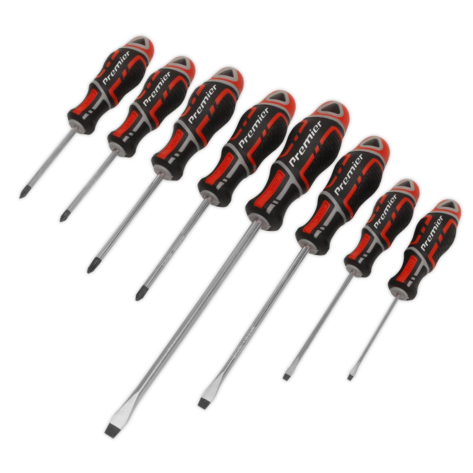 1x Sealey 8 Piece Screwdriver Set GripMax Red - AK4322