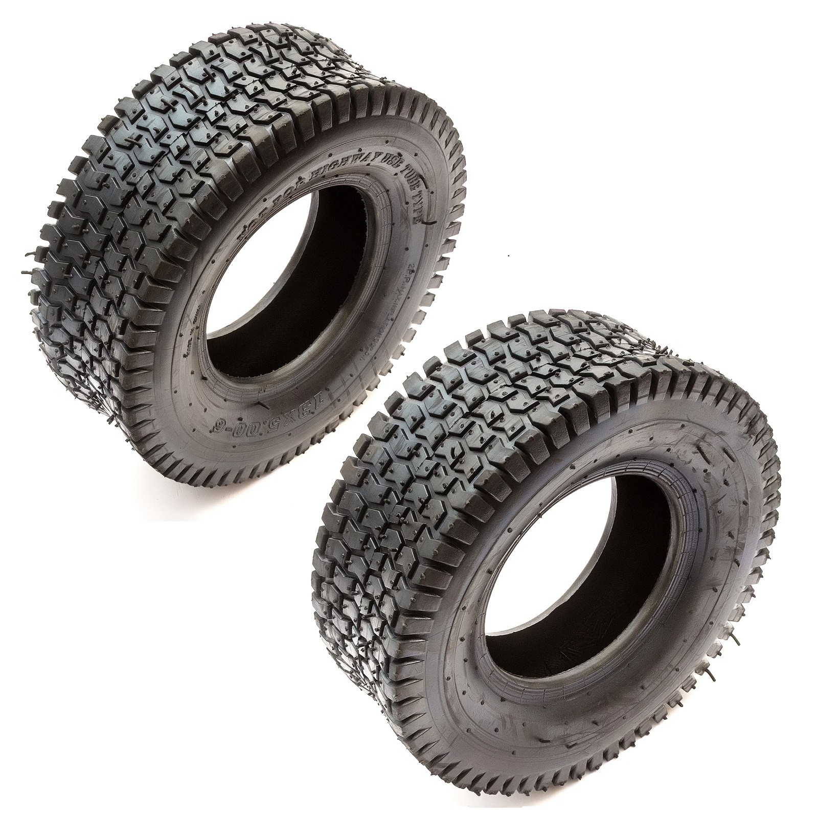 2x Tyre 13x5.00-6 Black Block Tread 2Ply Mobility Scooter 13 x 500 - 6 Tube Type