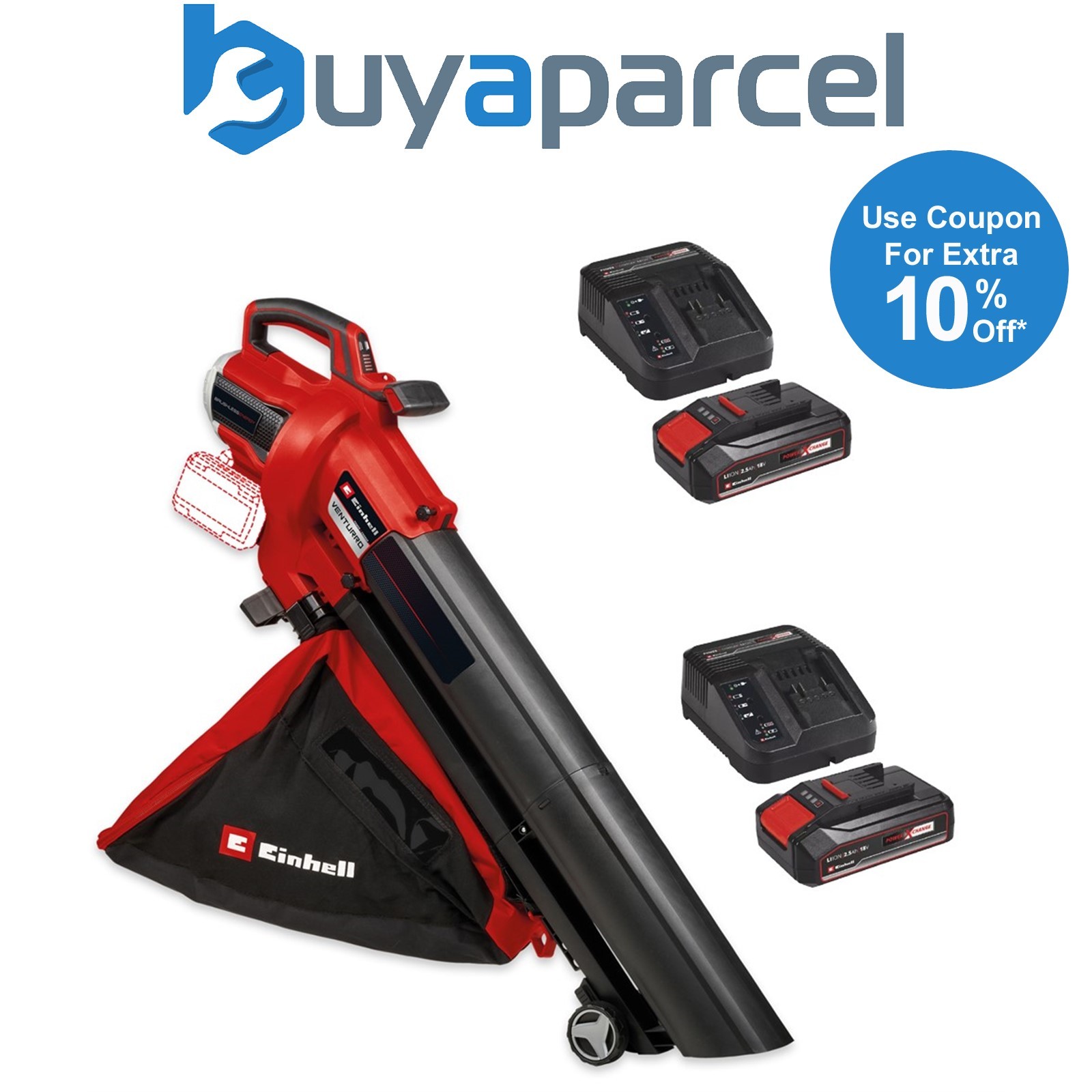 Einhell Twin 18v/36v Leaf Blower Vacuum Power X-Change 2 x 2.5AH Battery Pack