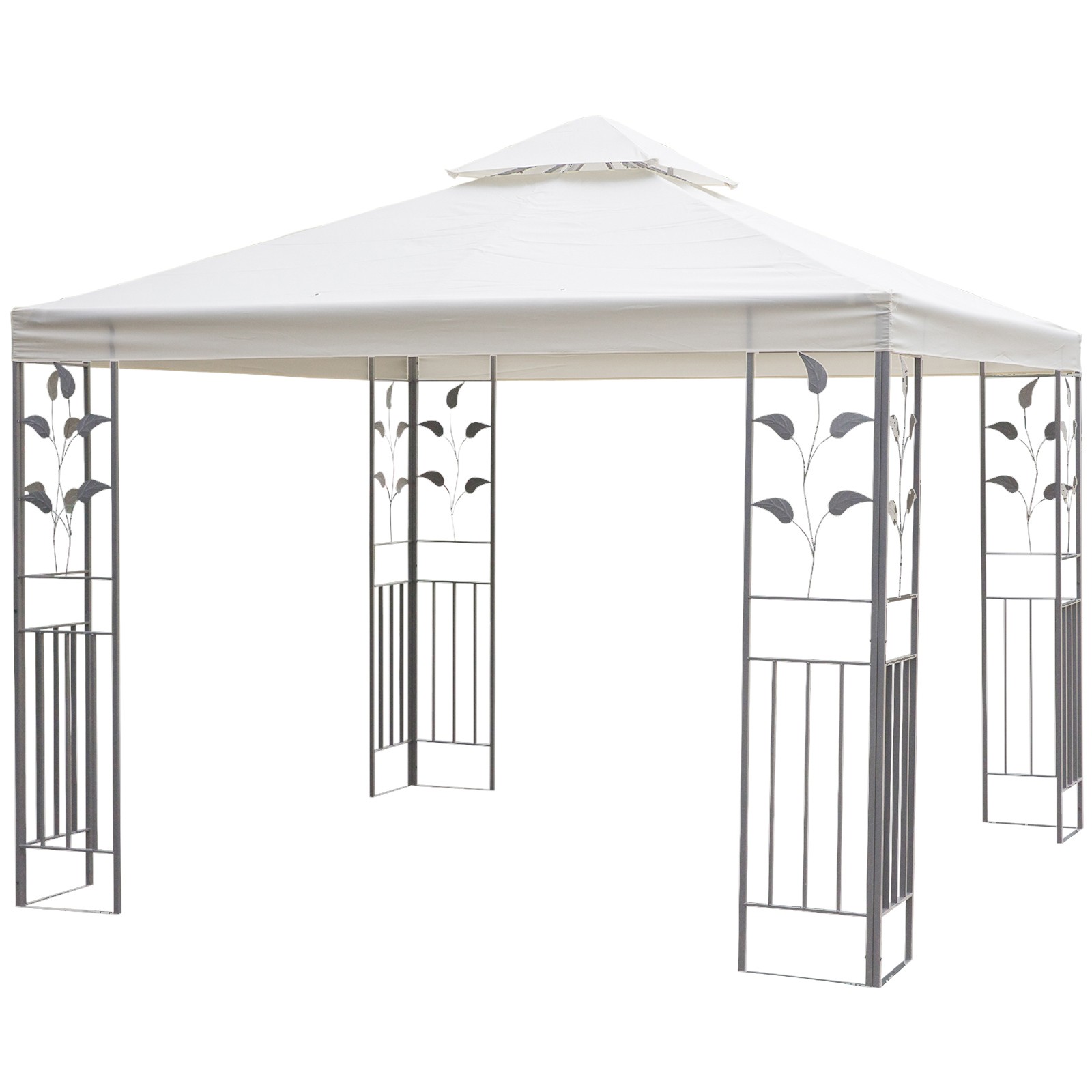 Outsunny 3m x 3m Outdoor Decorative Garden Gazebo Canopy Steel Frame - Cream