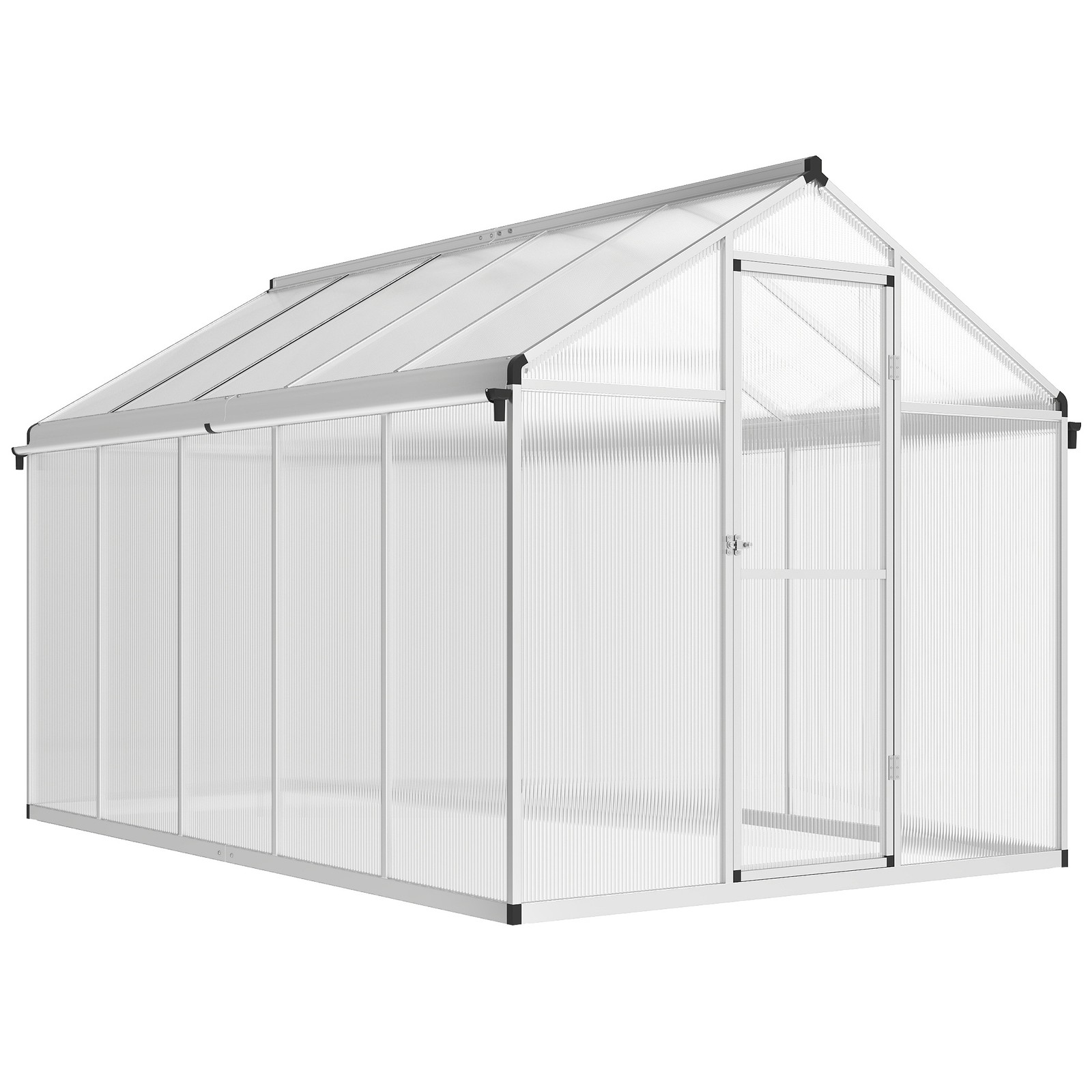 Outsunny 10x6ft Aluminium Greenhouse with/ Door Window Galvanised Base PC Panel
