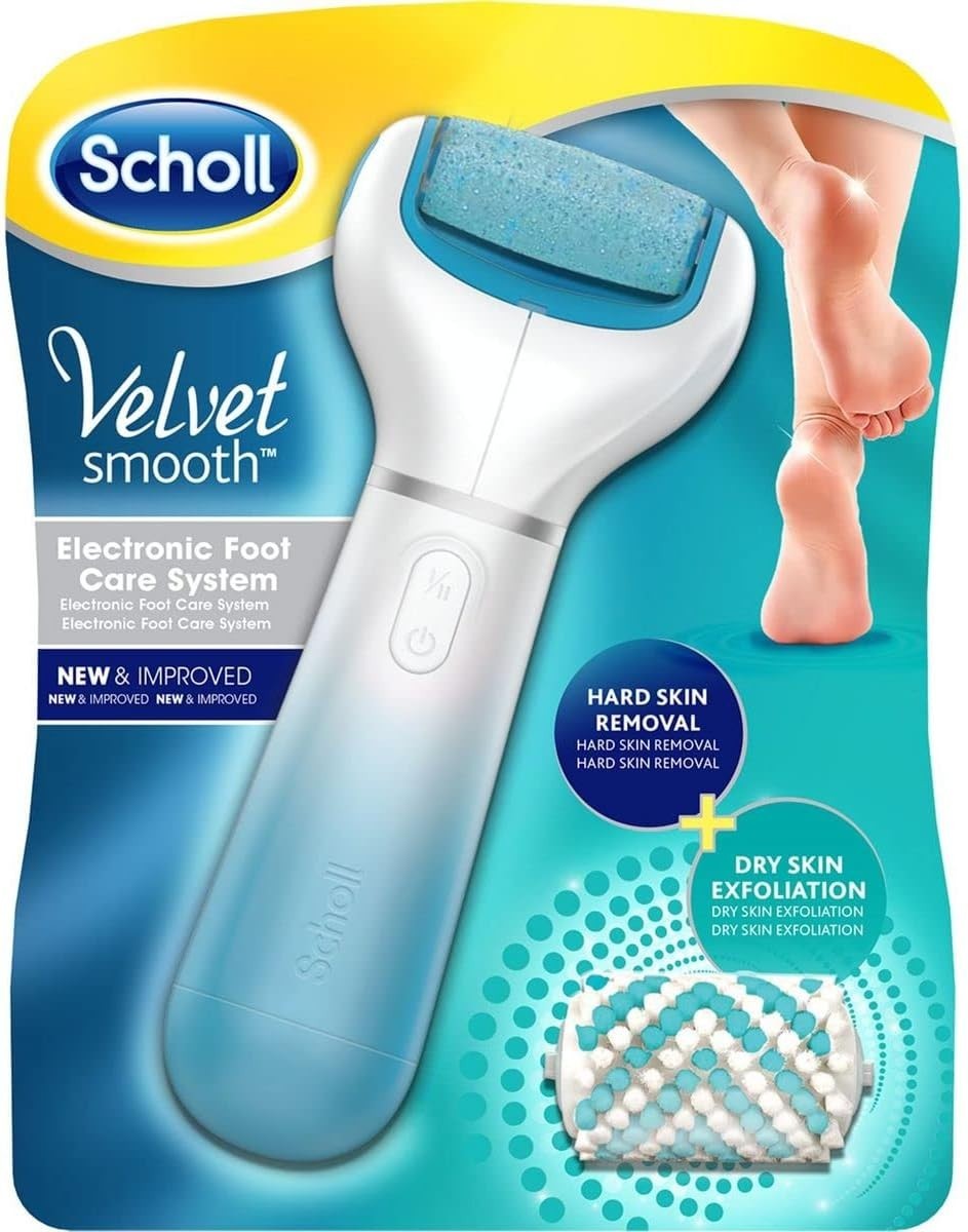 Scholl Velvet Smooth Electric Food File Pedi with 2 Rollers - BLUE