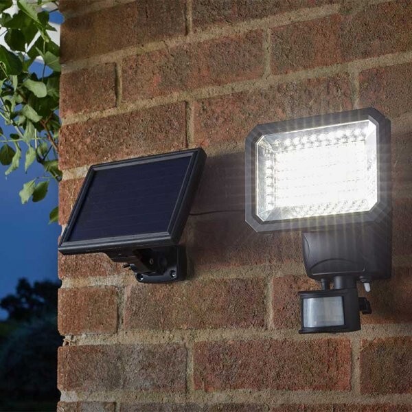 Solar Security Floodlight PIR Motion Sensor Spotlight Garden Wall Lighting 22cm