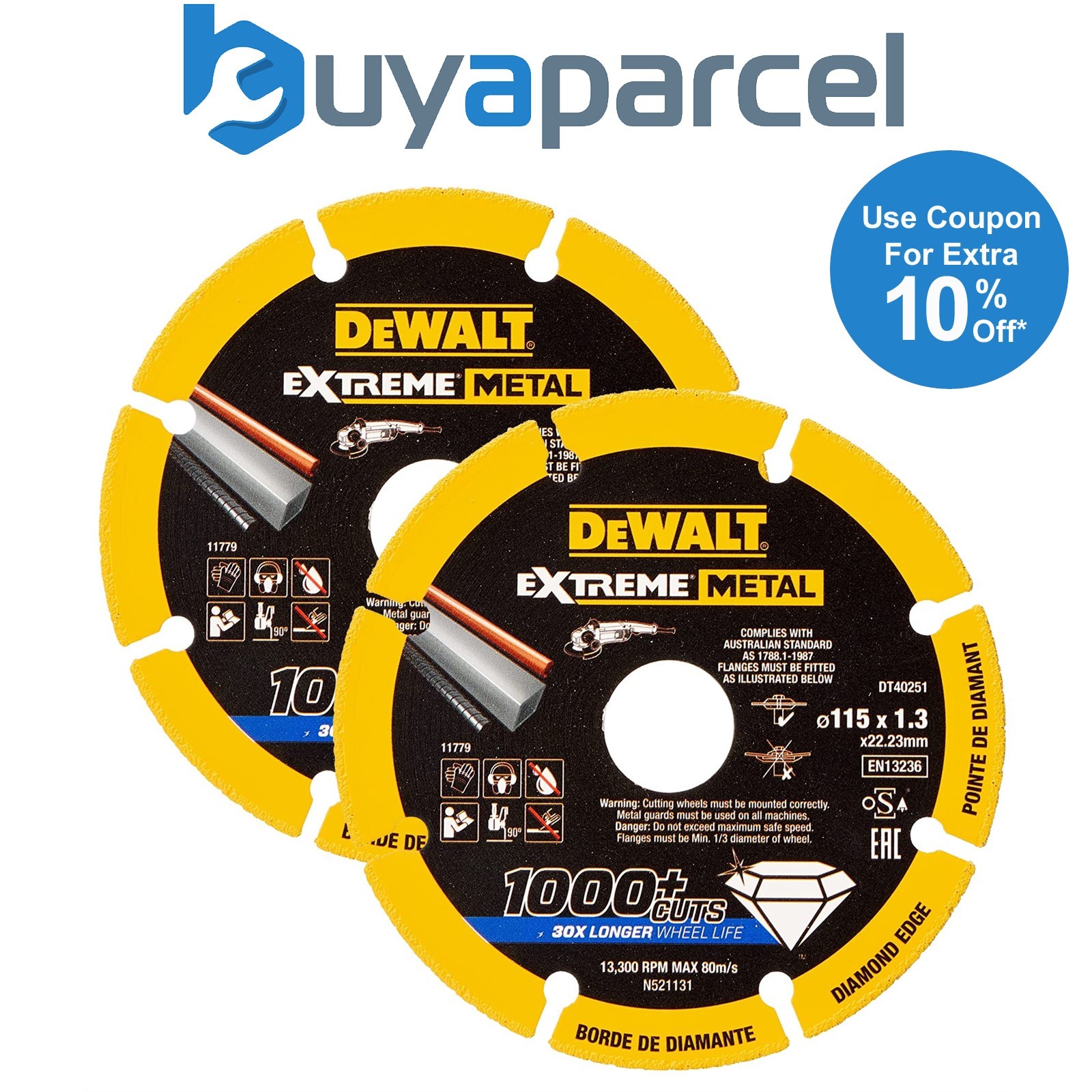 Dewalt DT40251 Extreme Metalmax Diamond Disc Cutting Grinding Wheel 115mm X 2