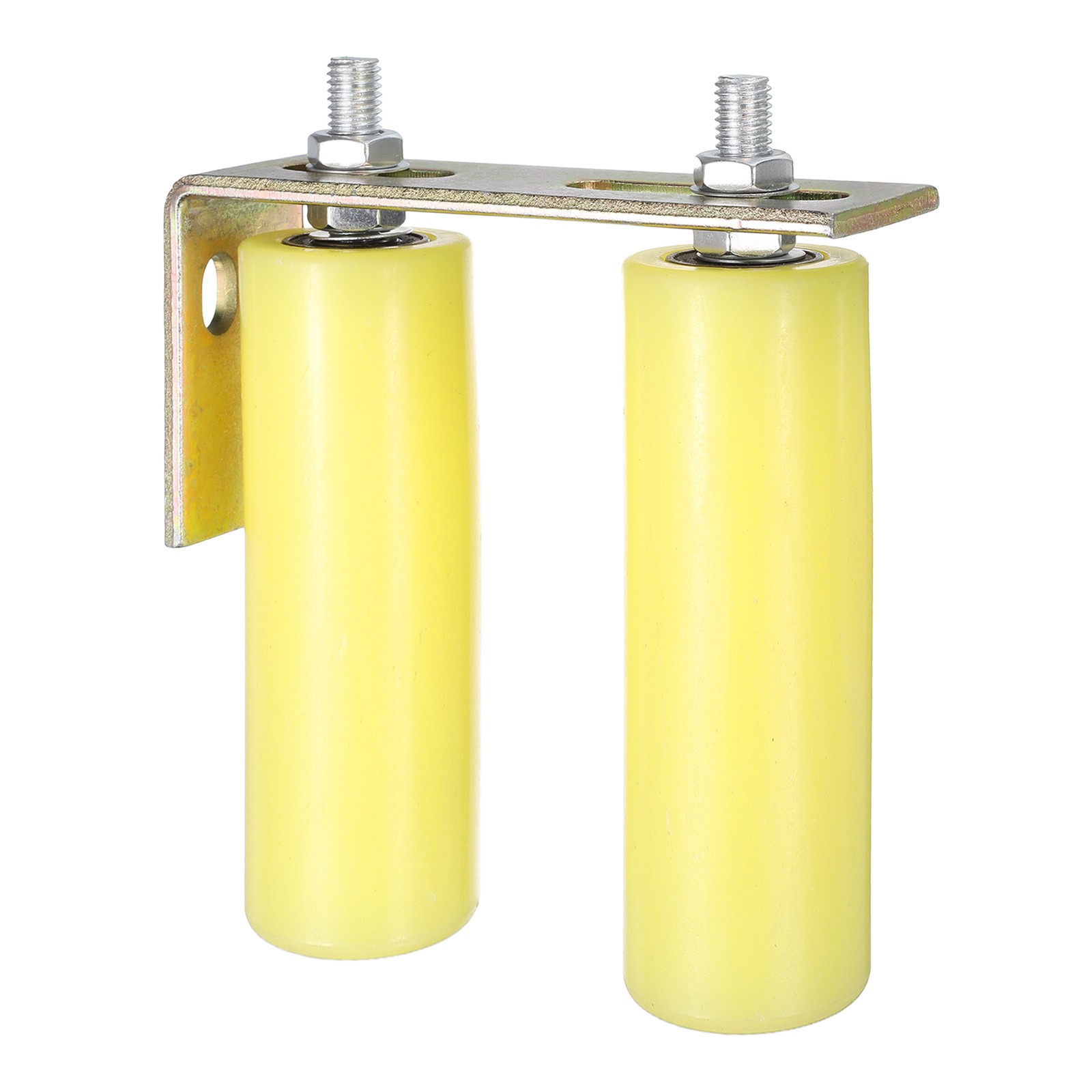 1Set Slide Gate Guide Roller, 6" Nylon Gate Support Rollers with Bracket, Yellow