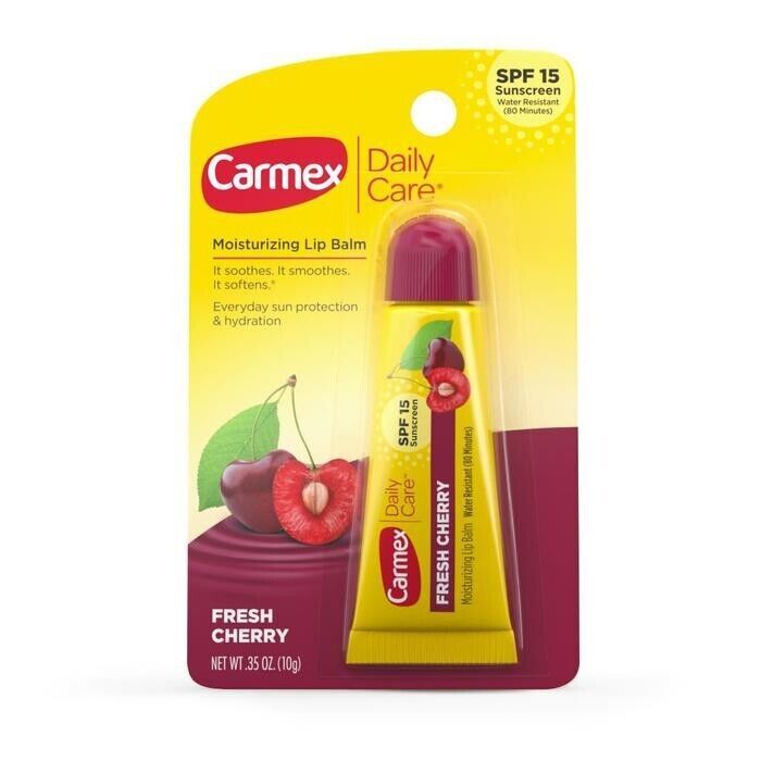 Carmex Lip Balm Fresh Cherry Spf 15 Tubes 0.35oz each 12 Pack