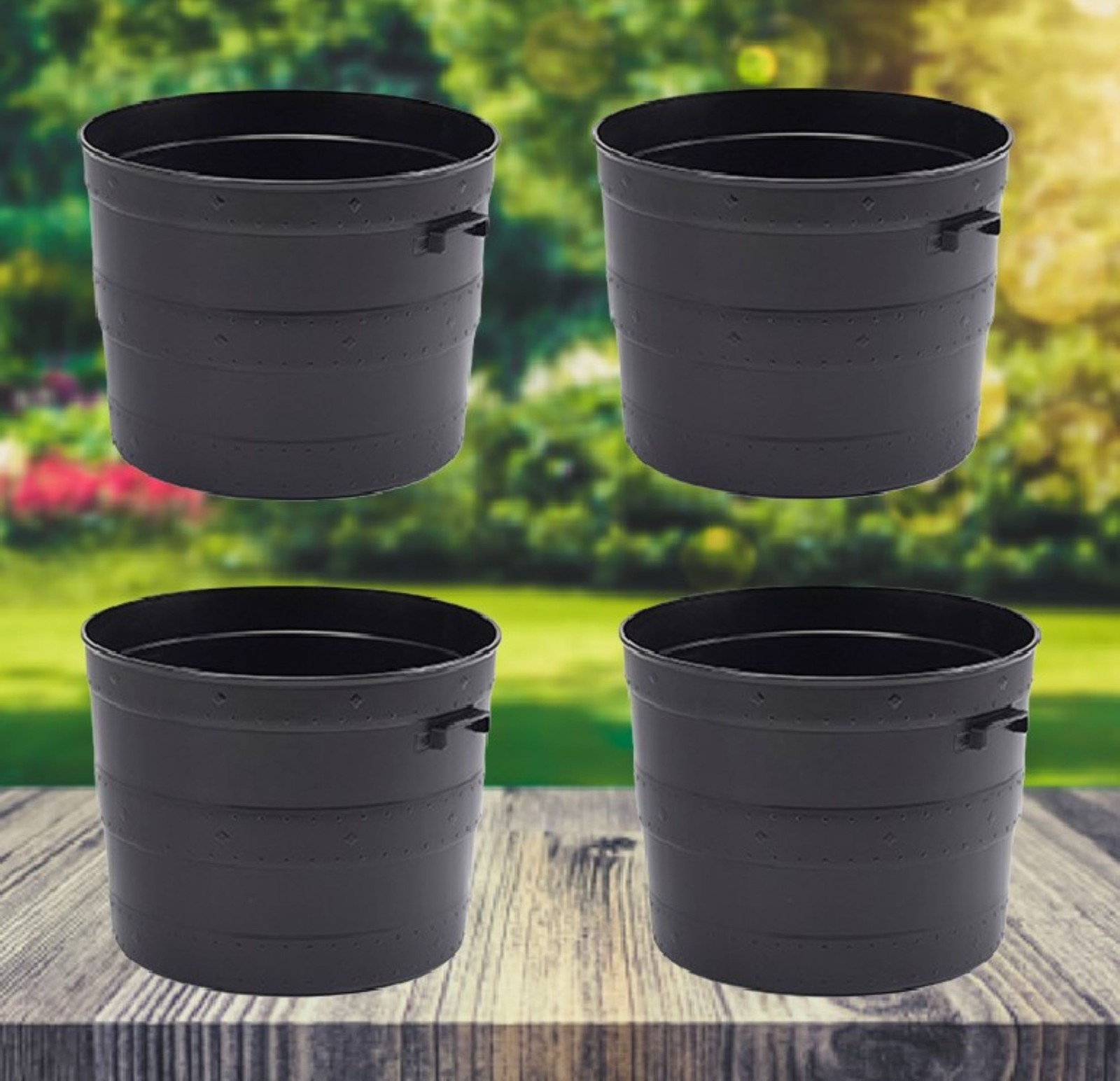 4 Small Blacksmith Barrel Planter Plant Pot Tub Indoor Outdoor With Handles 35cm