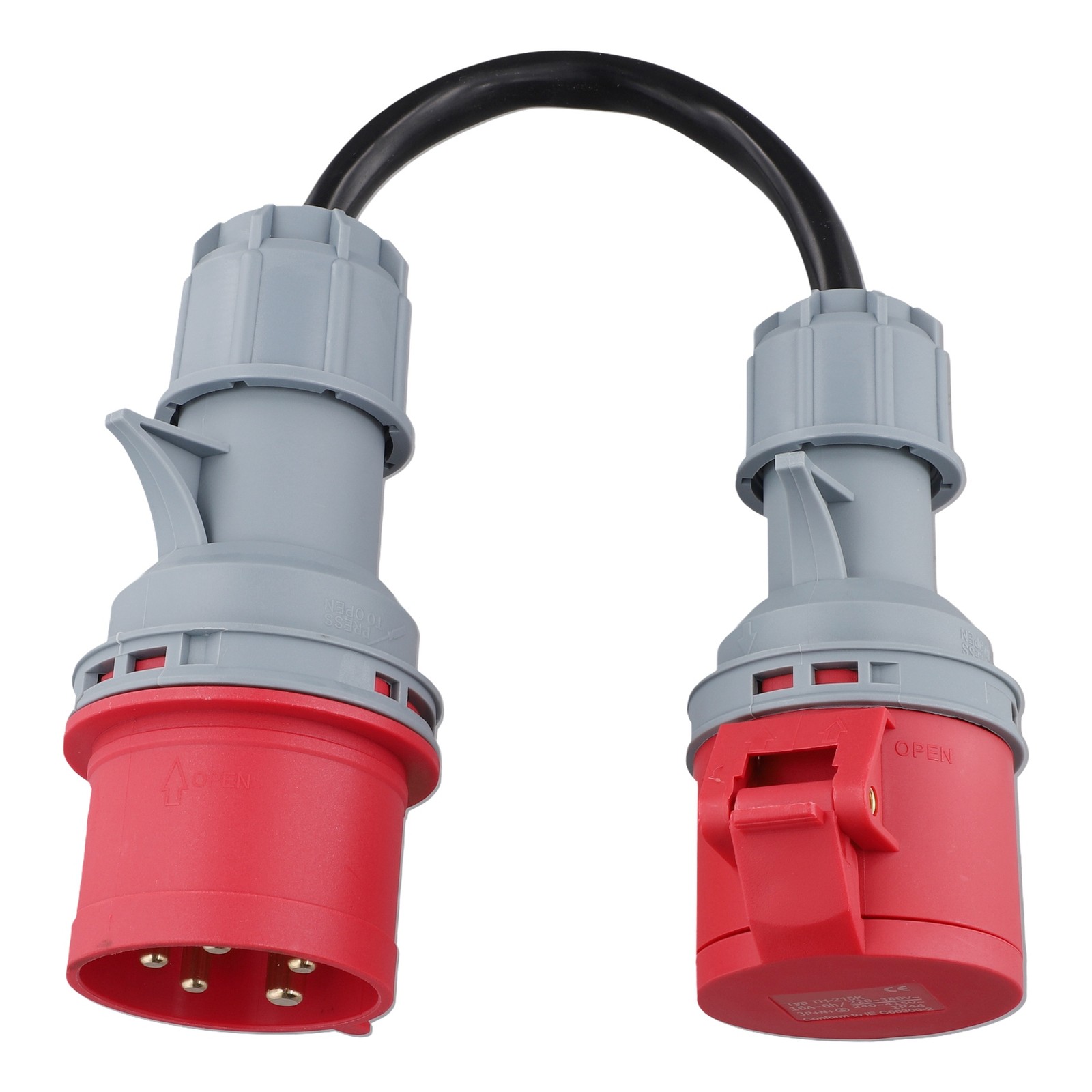 5 Pin Red 32A Male to 16A Female CEE-Adapter Gen Ev Extension Cord8732