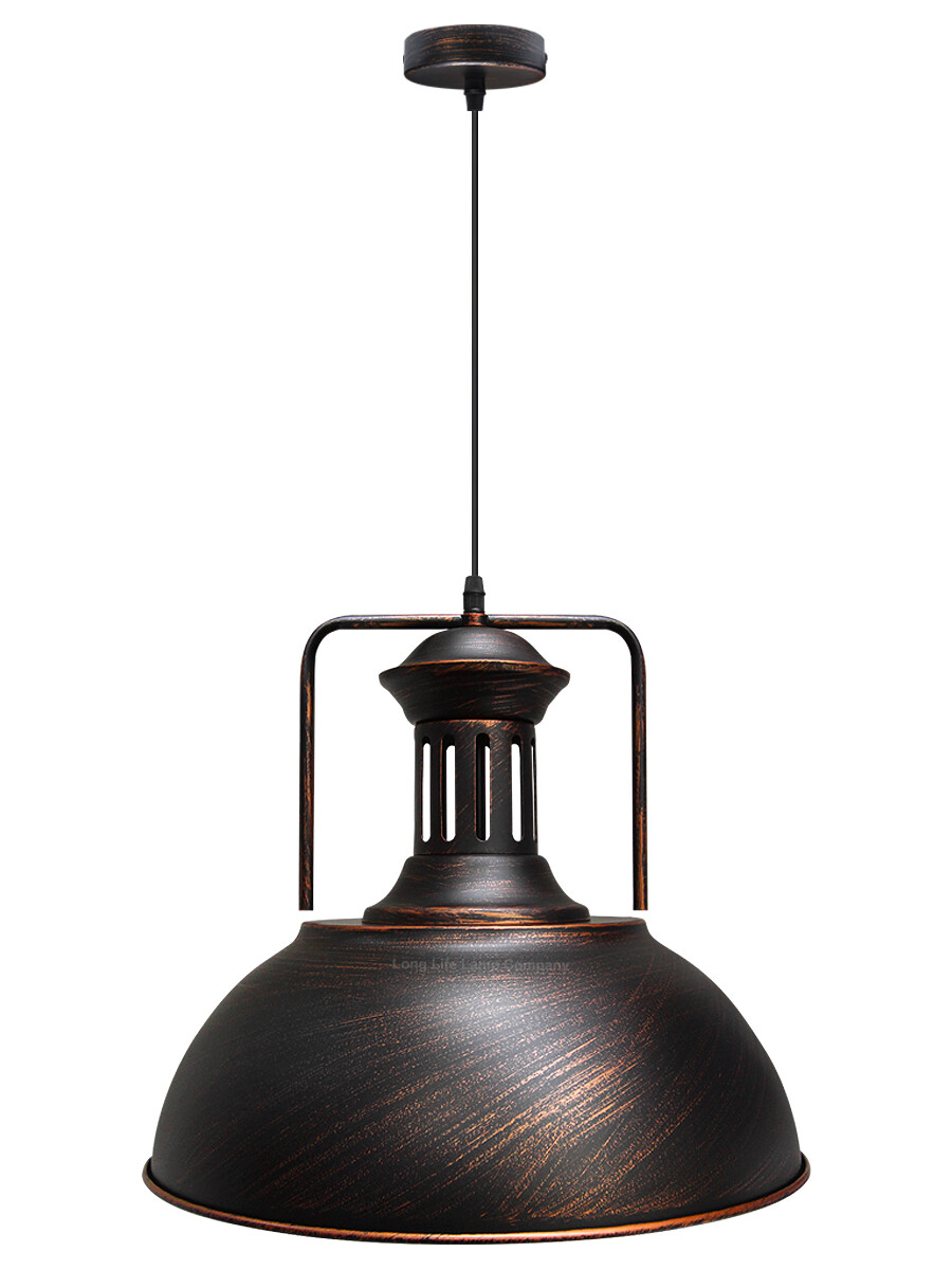 Vintage Antique Brass Shade Ceiling Hanging Pendant Rusty Industrial Light M0131