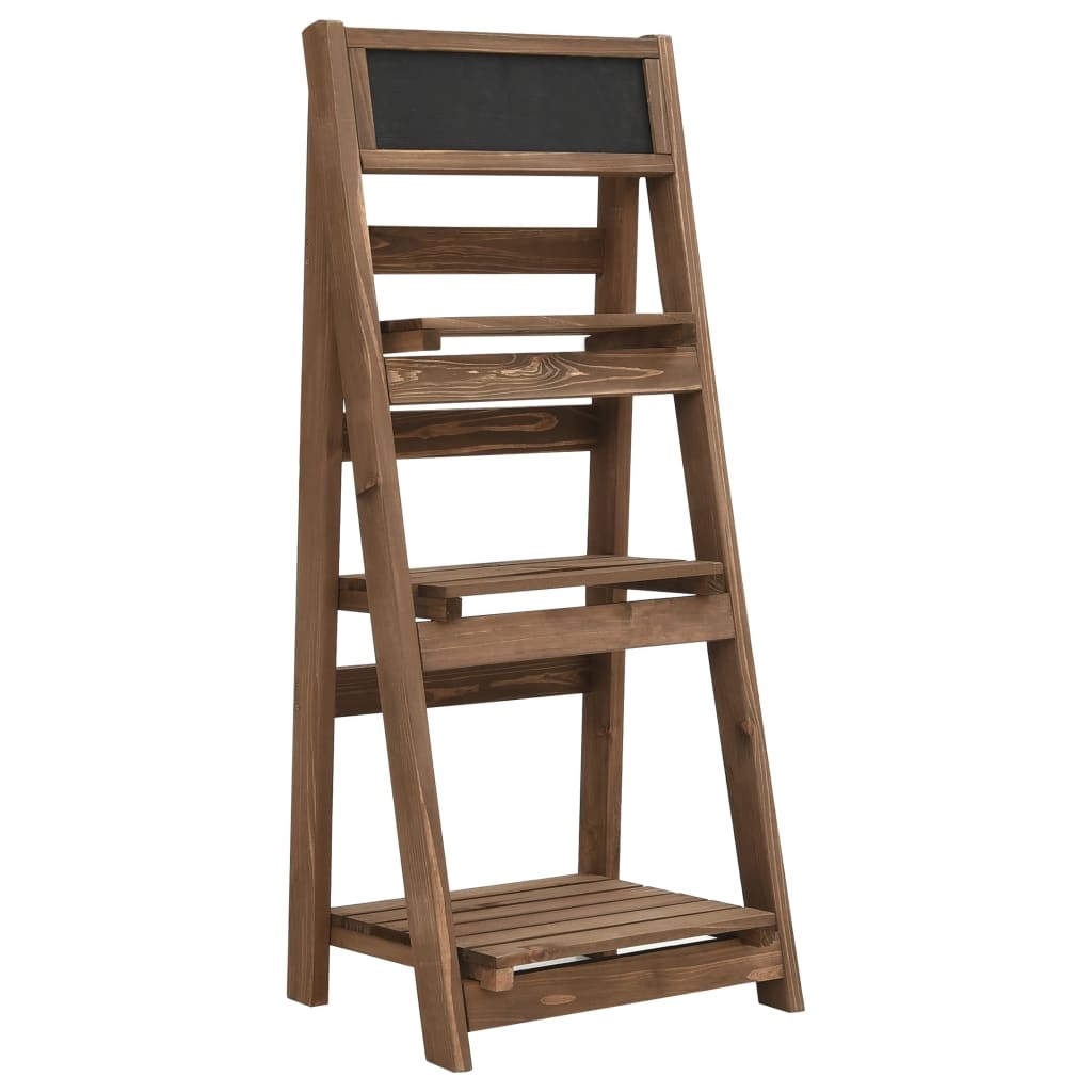 Solid Fir Wood 3-Tier Plant Stand With Blackboard Flower Shelf Holder vidaXL