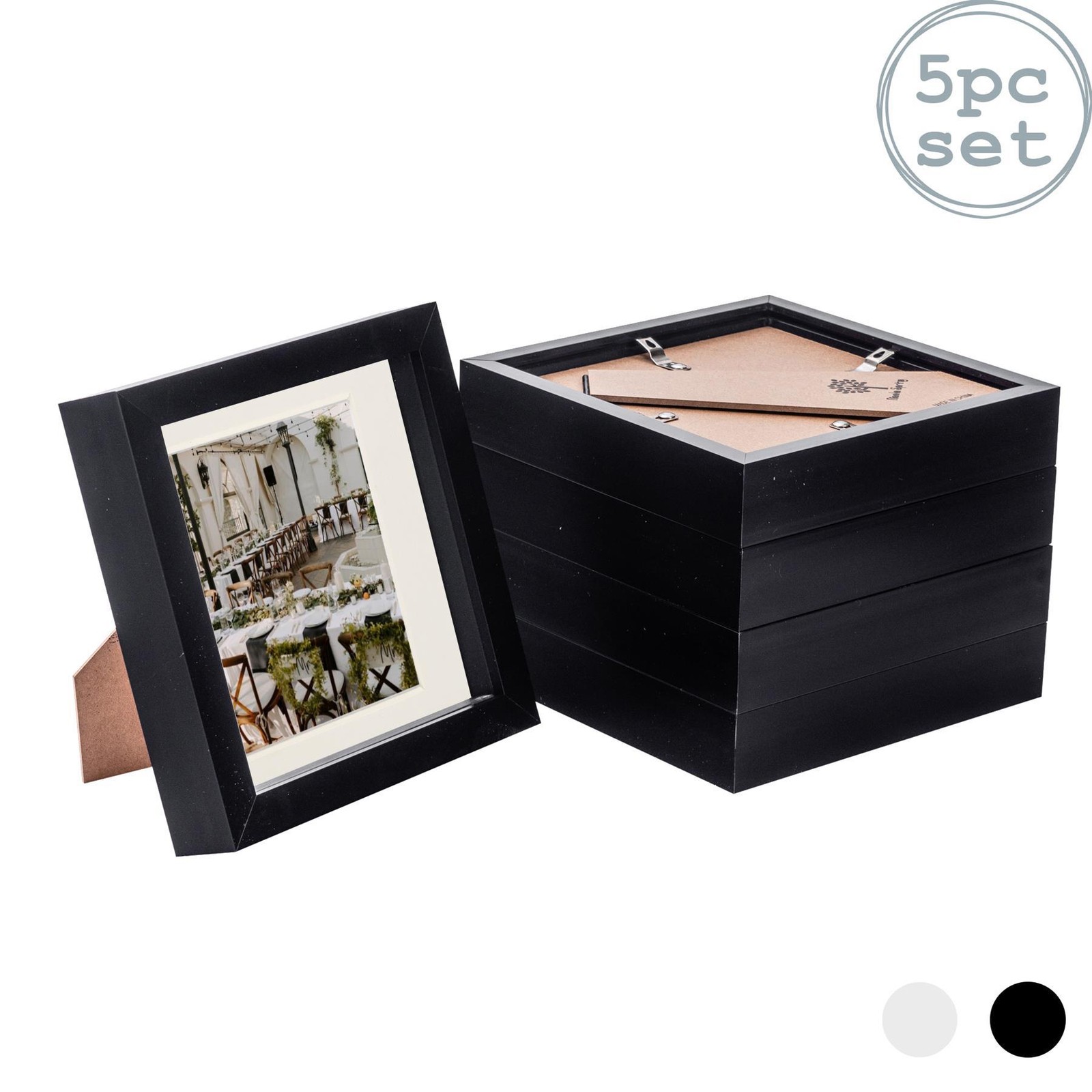 5x 3D Box Photo Frames Picture Display 6 x 6" with 4 x 4" Mount Black/Ivory