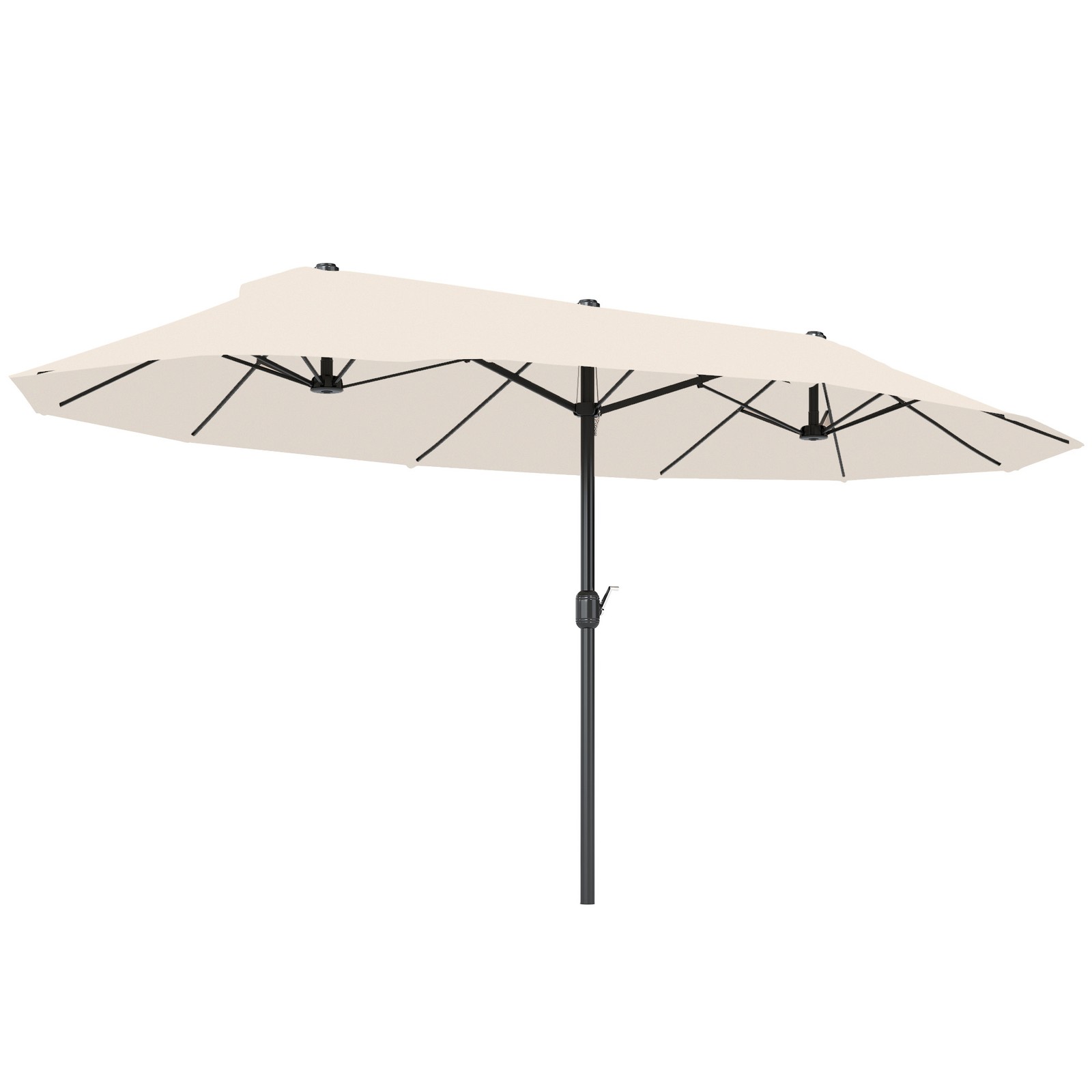 Outsunny Sun Umbrella Canopy Double-sided Crank Sun Shade Shelter 4.6M Beige