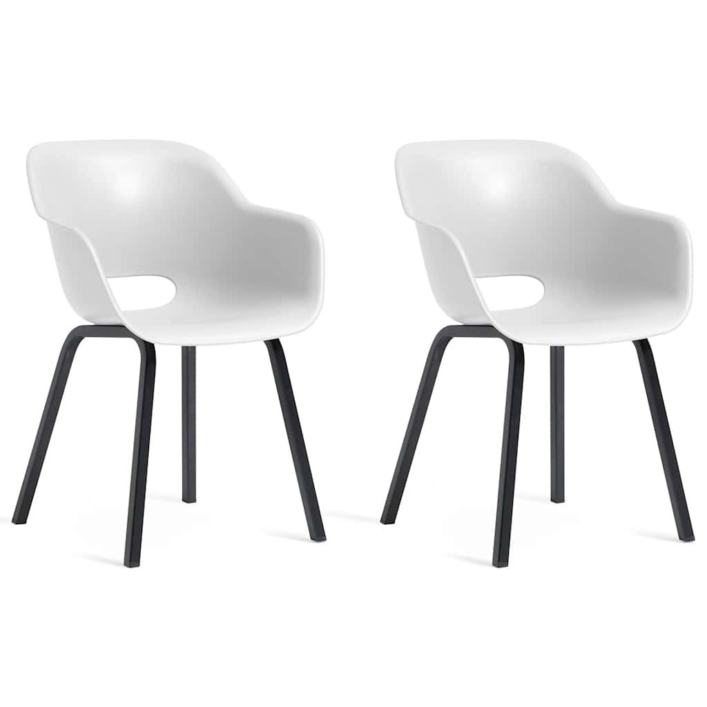 Keter Garden Chairs 2pcs White Polypropylene Metal Legs Outdoor Patio Seating vi