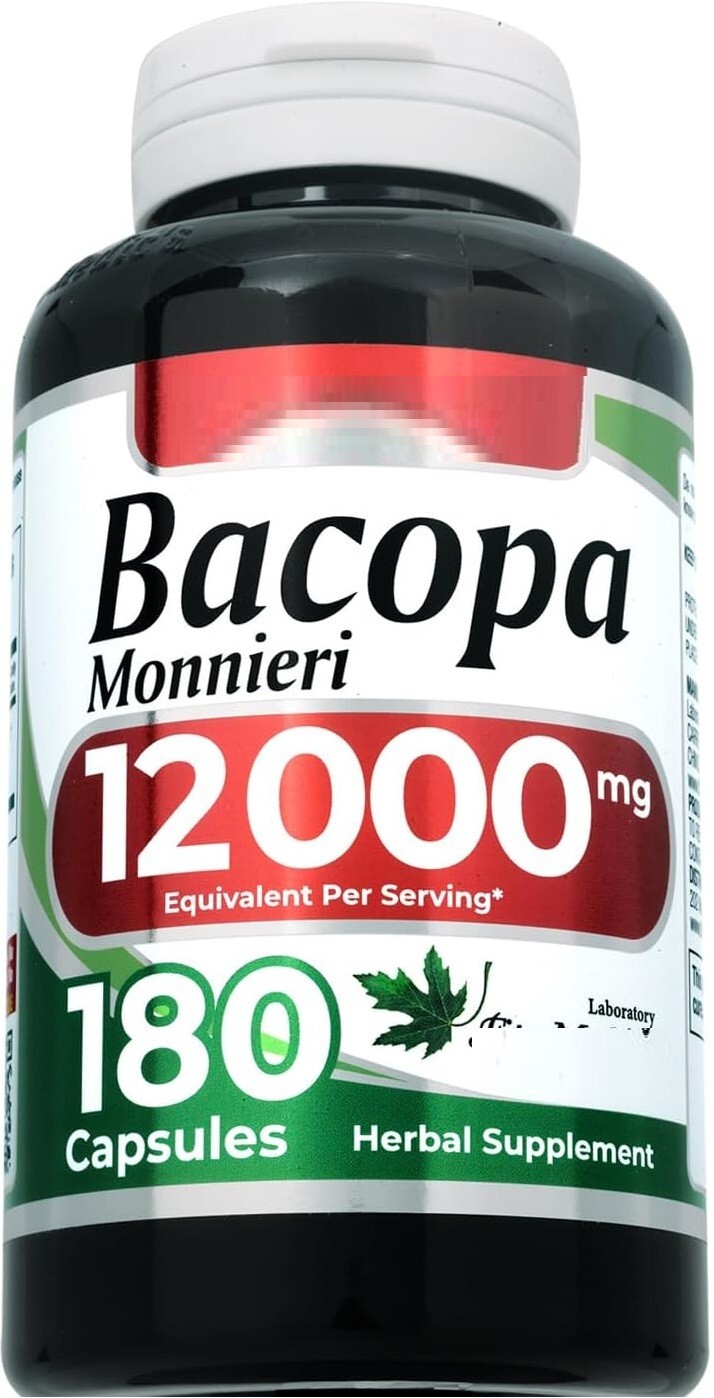 Bacopa Monnieri Leaf 12000mg 180 Caps No Gluten